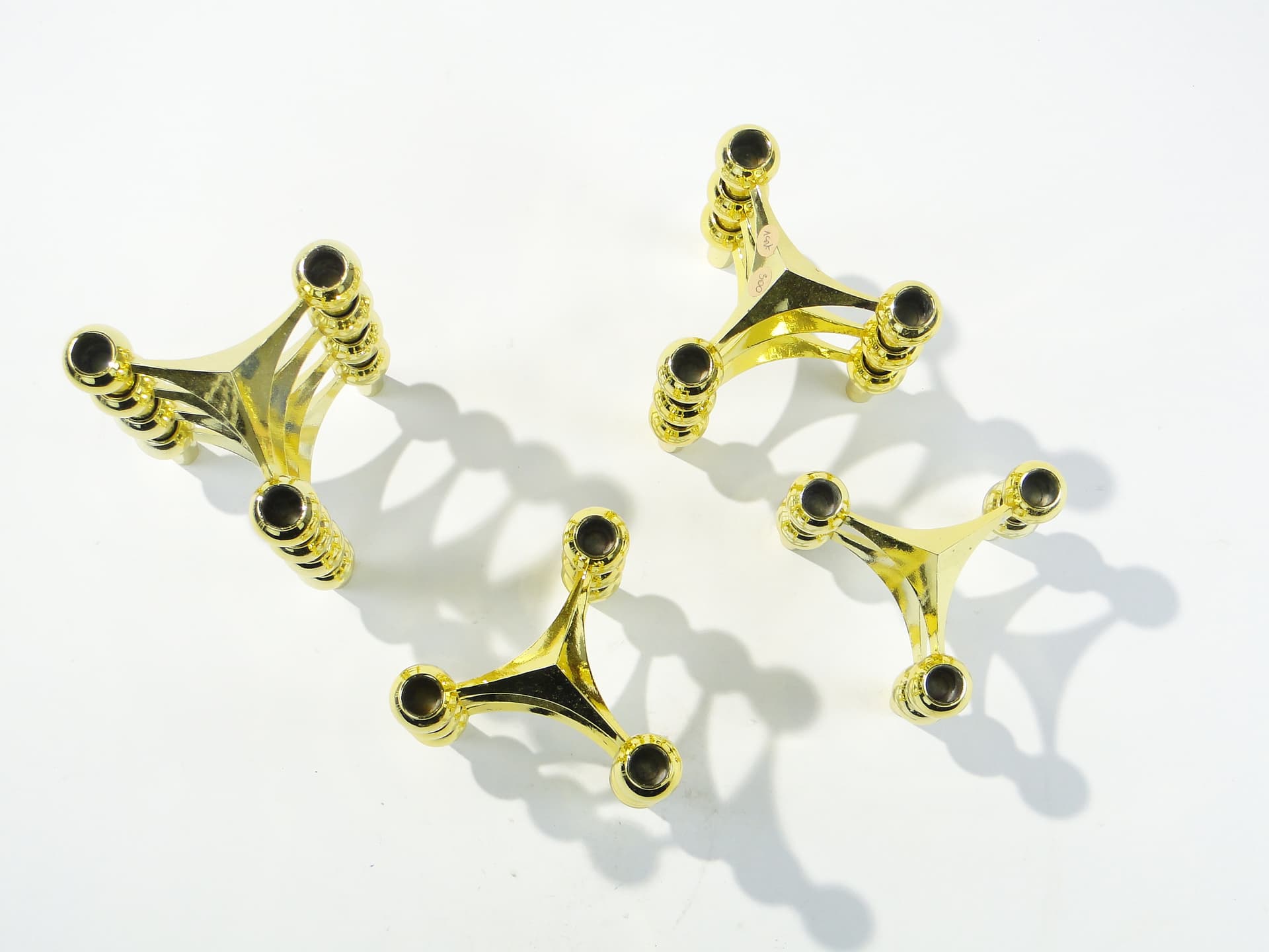 Set of 12 candle holders STOFF Nagel, gold brass, by C. Stoffi & F. Nagel, Germany, 1960s. - 397143