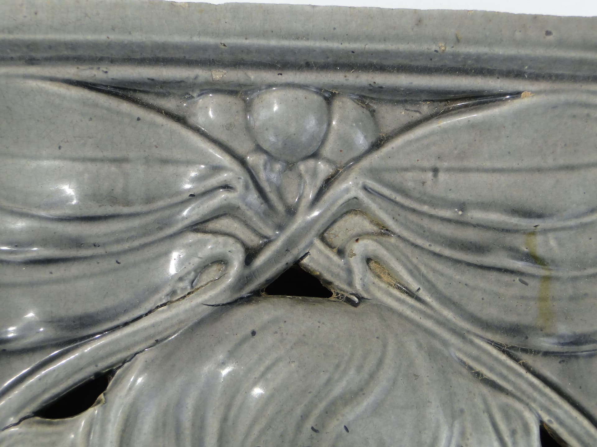 Art Nouveau Ventilation Tile, dove grey, ceramic, Europe, c. 1900 - 397154