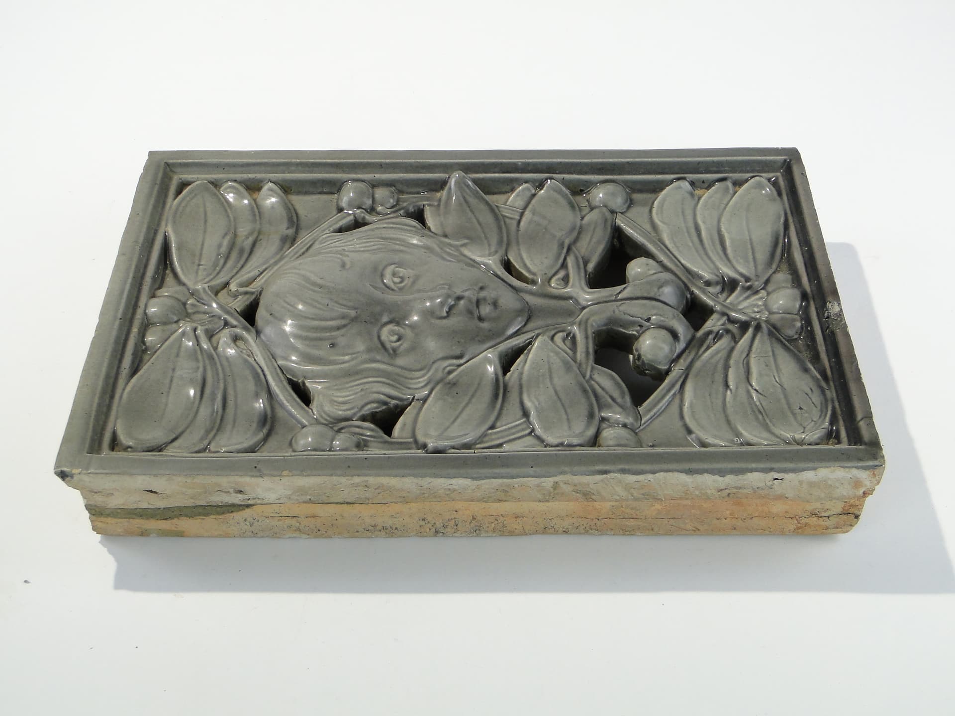 Art Nouveau Ventilation Tile, dove grey, ceramic, Europe, c. 1900 - 397156