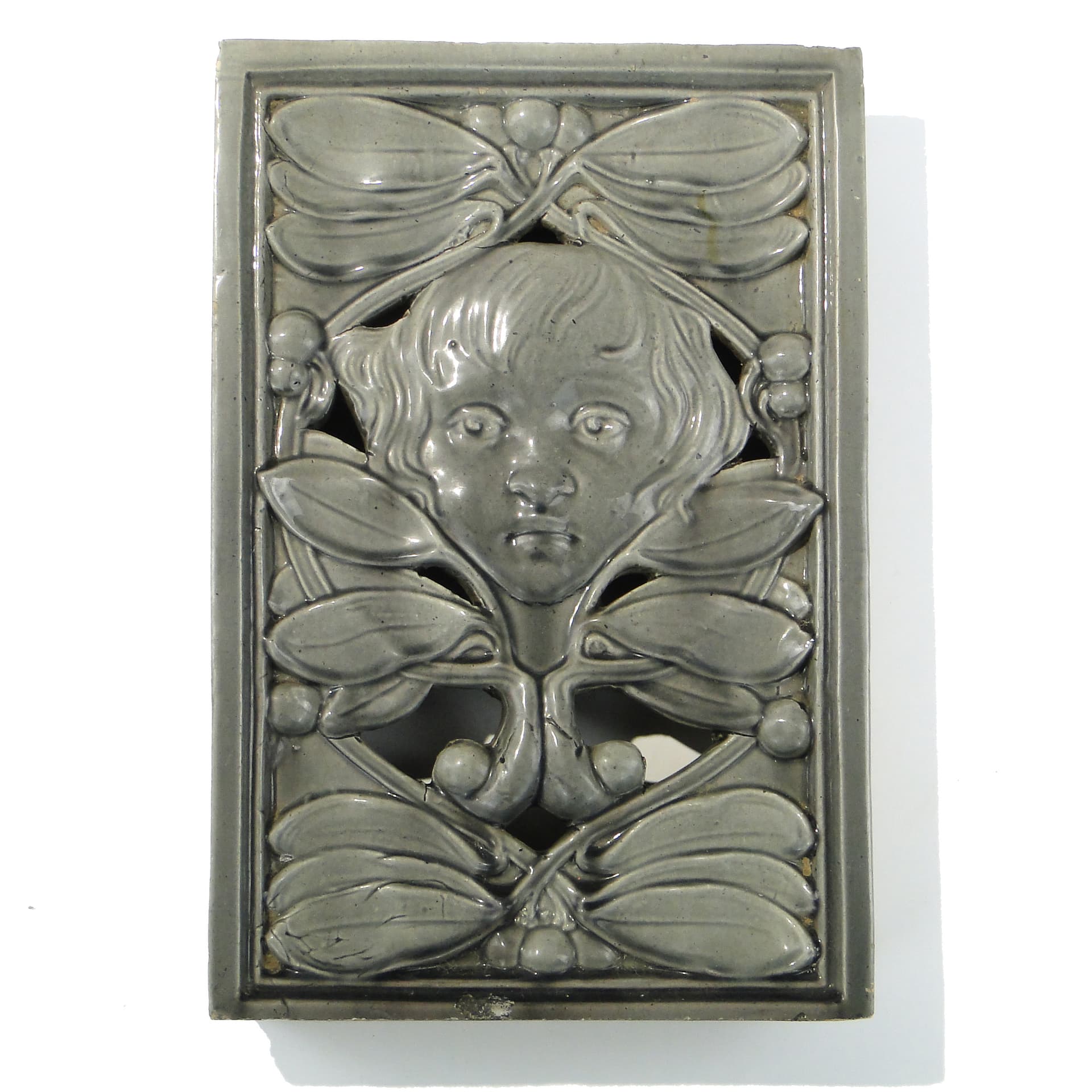 Art Nouveau Ventilation Tile, dove grey, ceramic, Europe, c. 1900