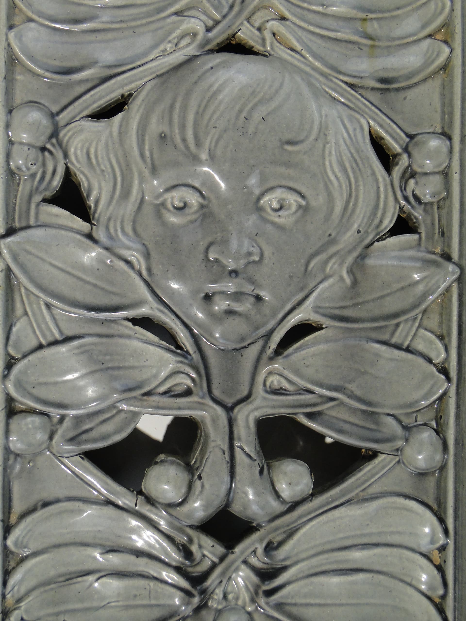 Art Nouveau Ventilation Tile, dove grey, ceramic, Europe, c. 1900 - 397158