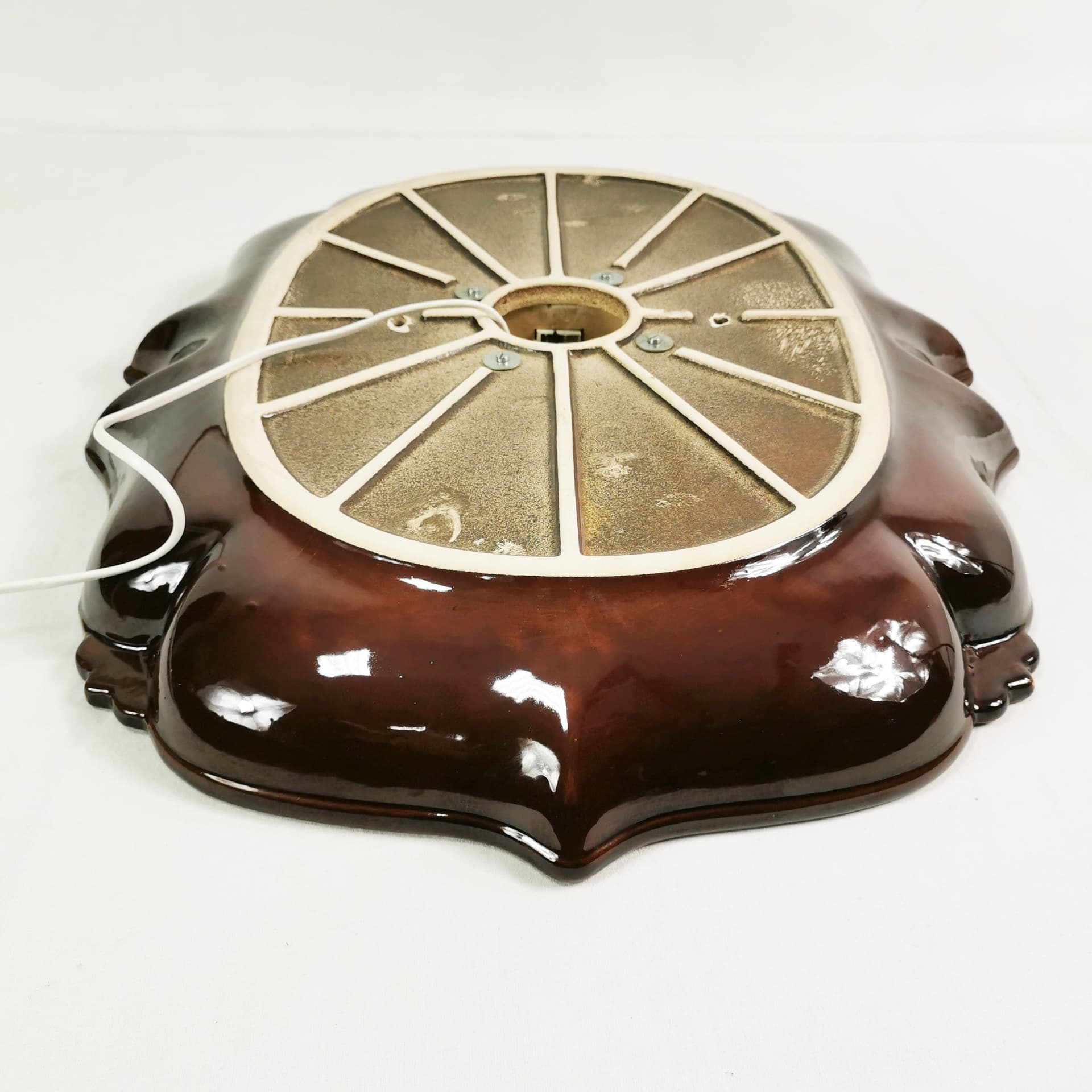 Wall mirror, beige brown ceramic, Pan Keramik, Germany, 1970s - 397212