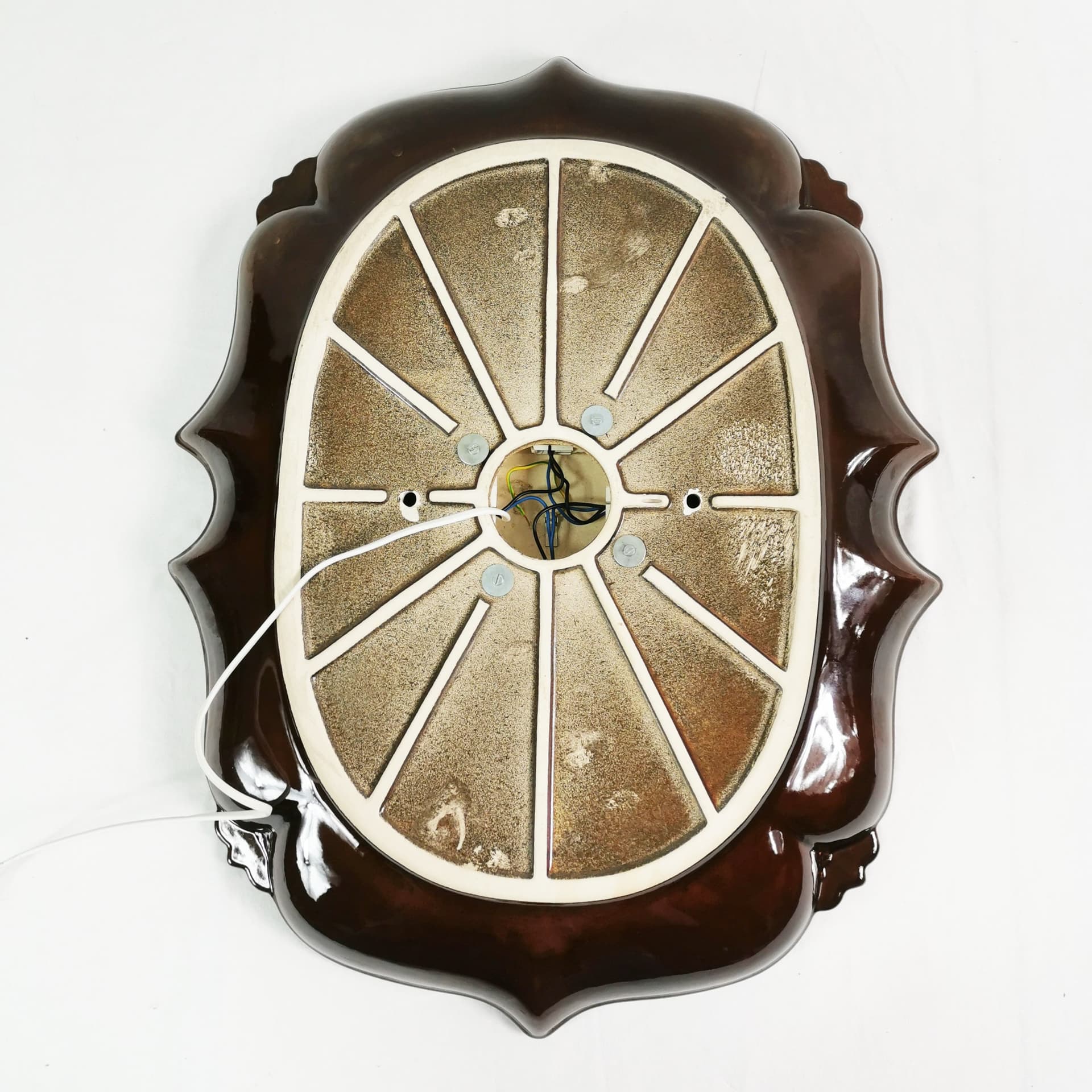Wall mirror, beige brown ceramic, Pan Keramik, Germany, 1970s - 397213