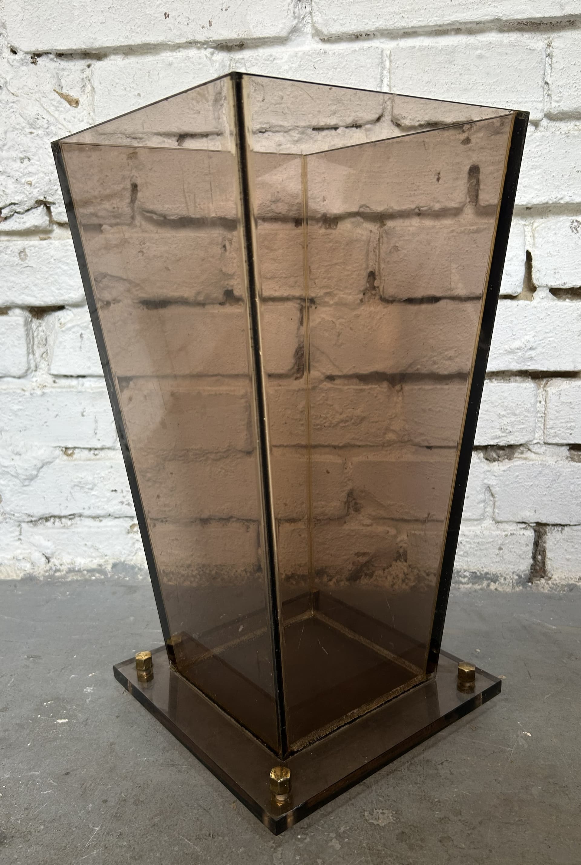 Umbrella Stand, brown grey transparent, acrylic plexiglass, 1970s - 397284