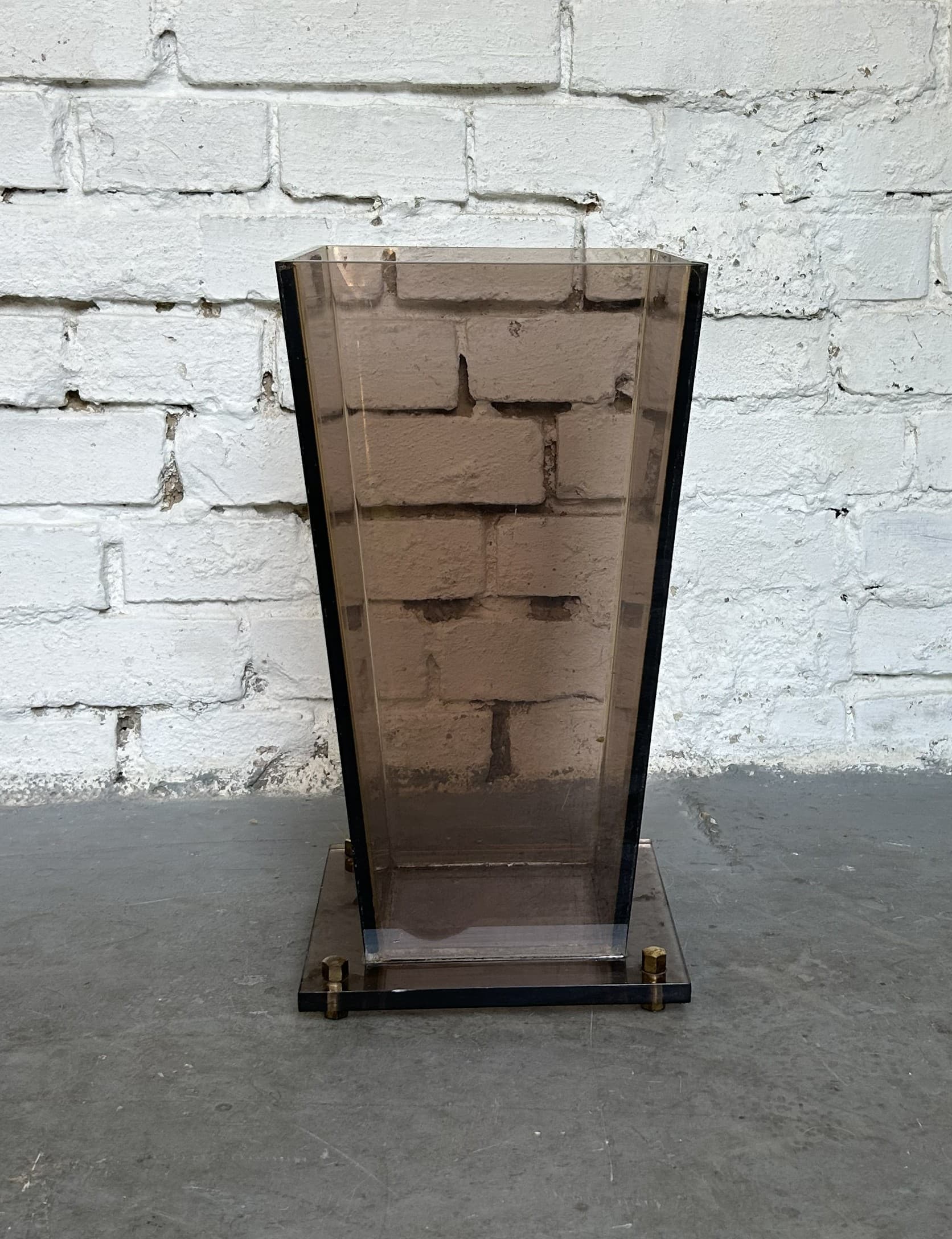 Umbrella Stand, brown grey transparent, acrylic plexiglass, 1970s - 397280