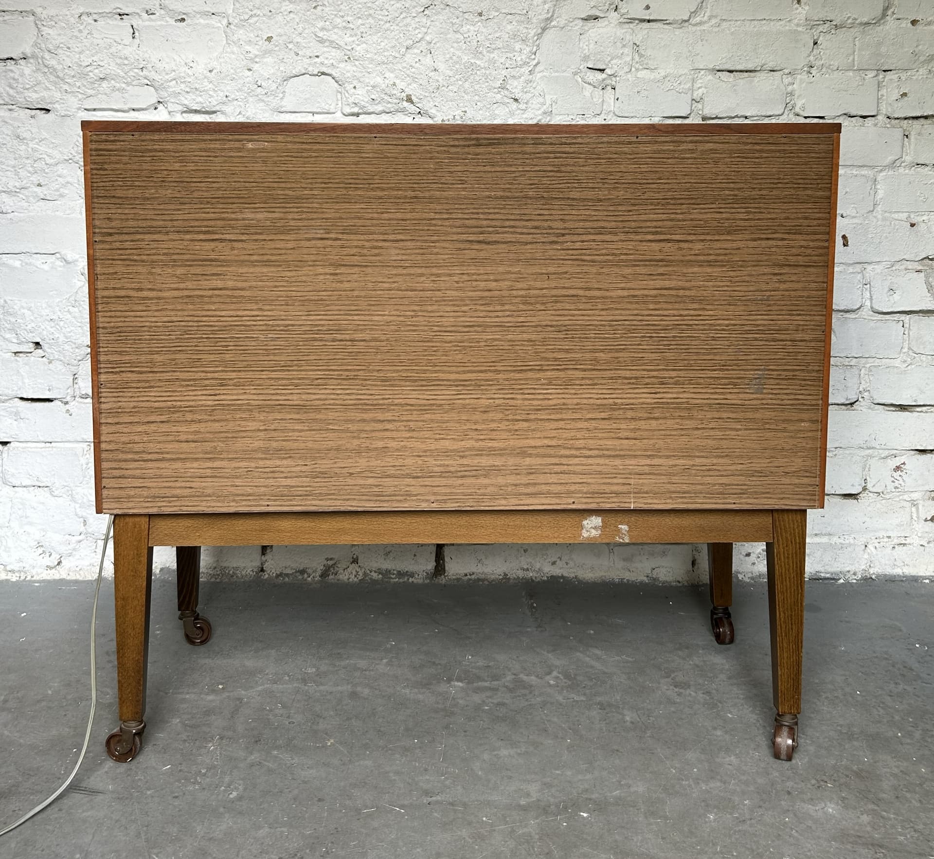 Bar cabinet, brown wood, black metal, 1950s - 397323