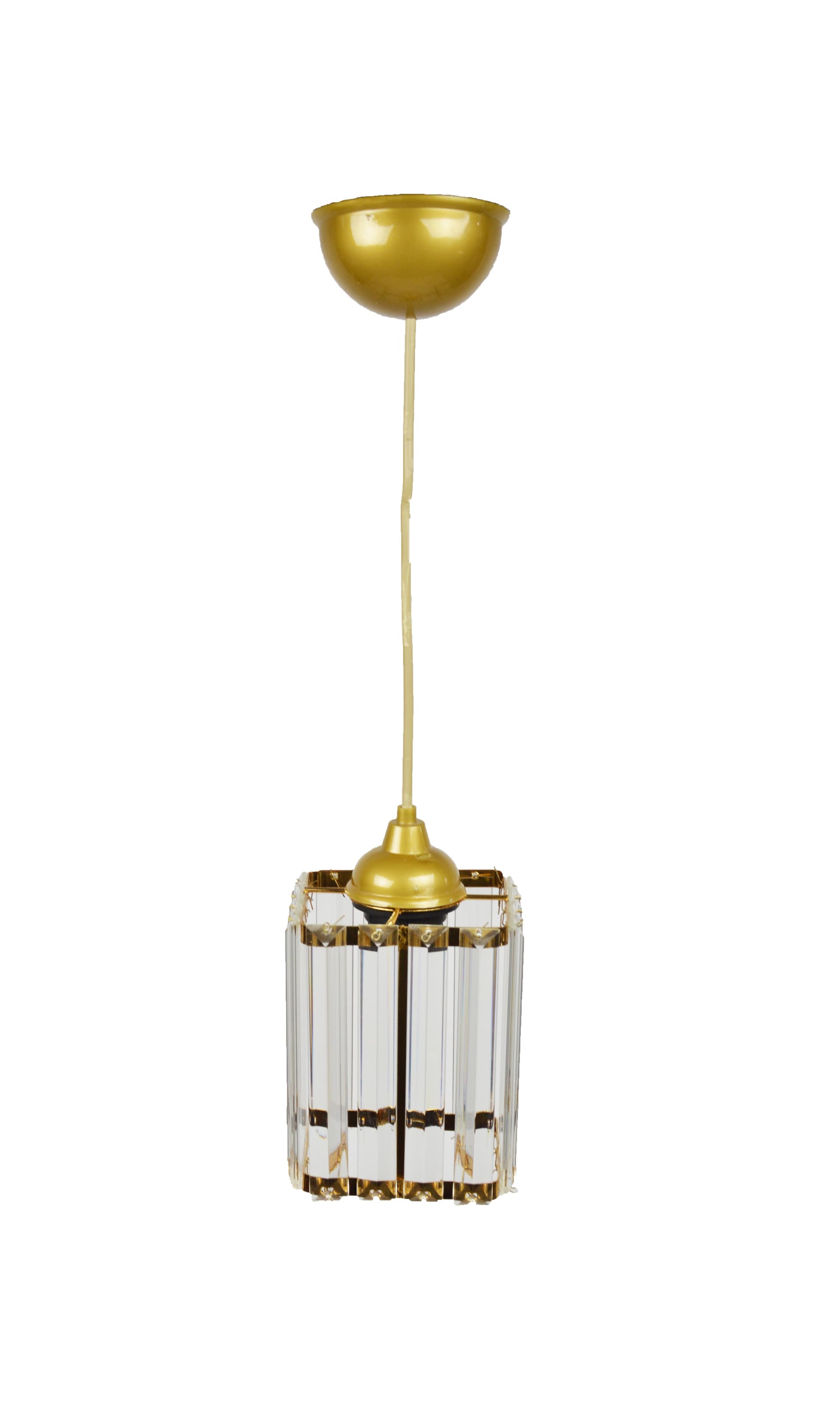 Pendant Lamp, clear glass, gold metal, Germany, 1970s. - 397475