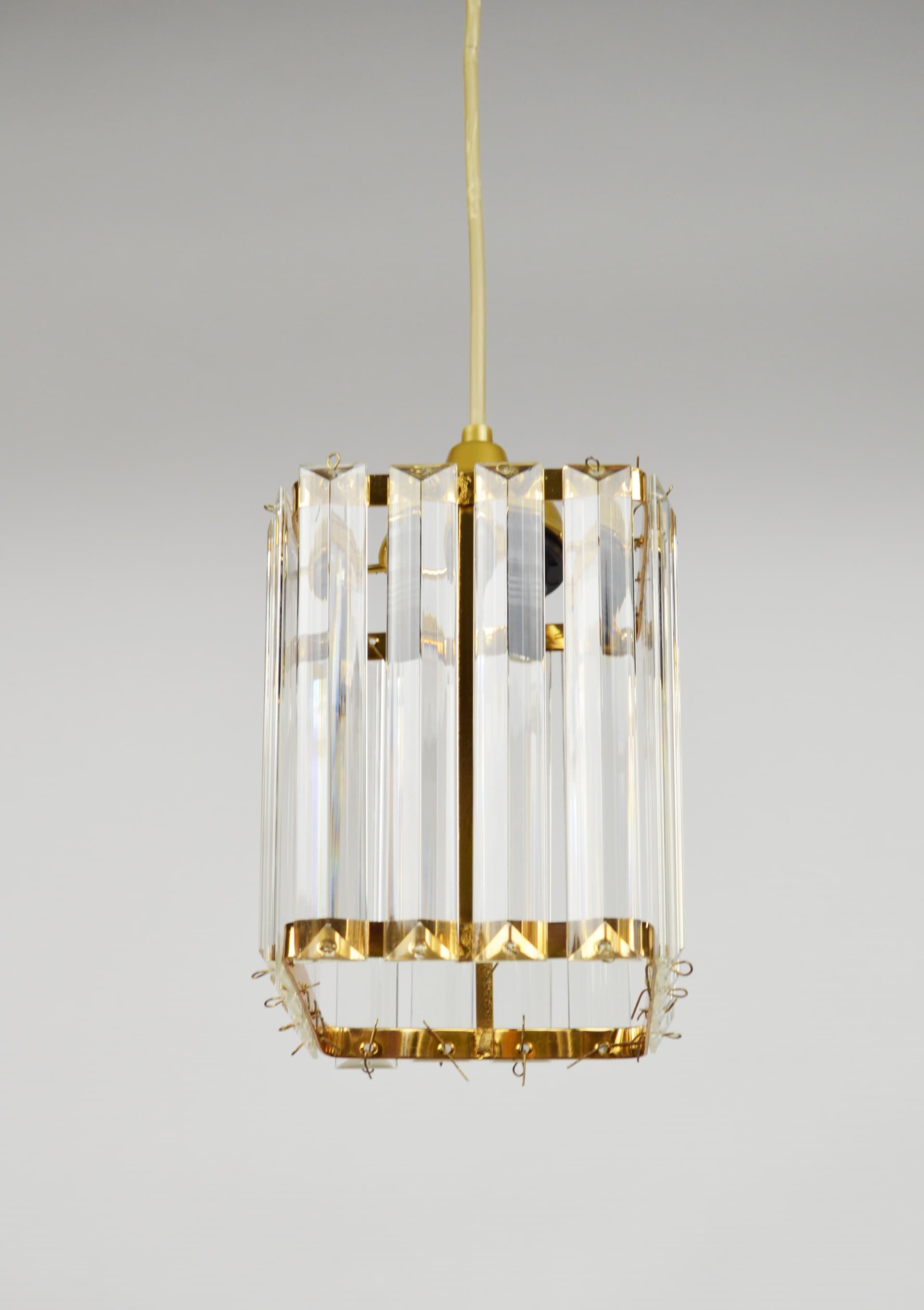 Pendant Lamp, clear glass, gold metal, Germany, 1970s. - 397477