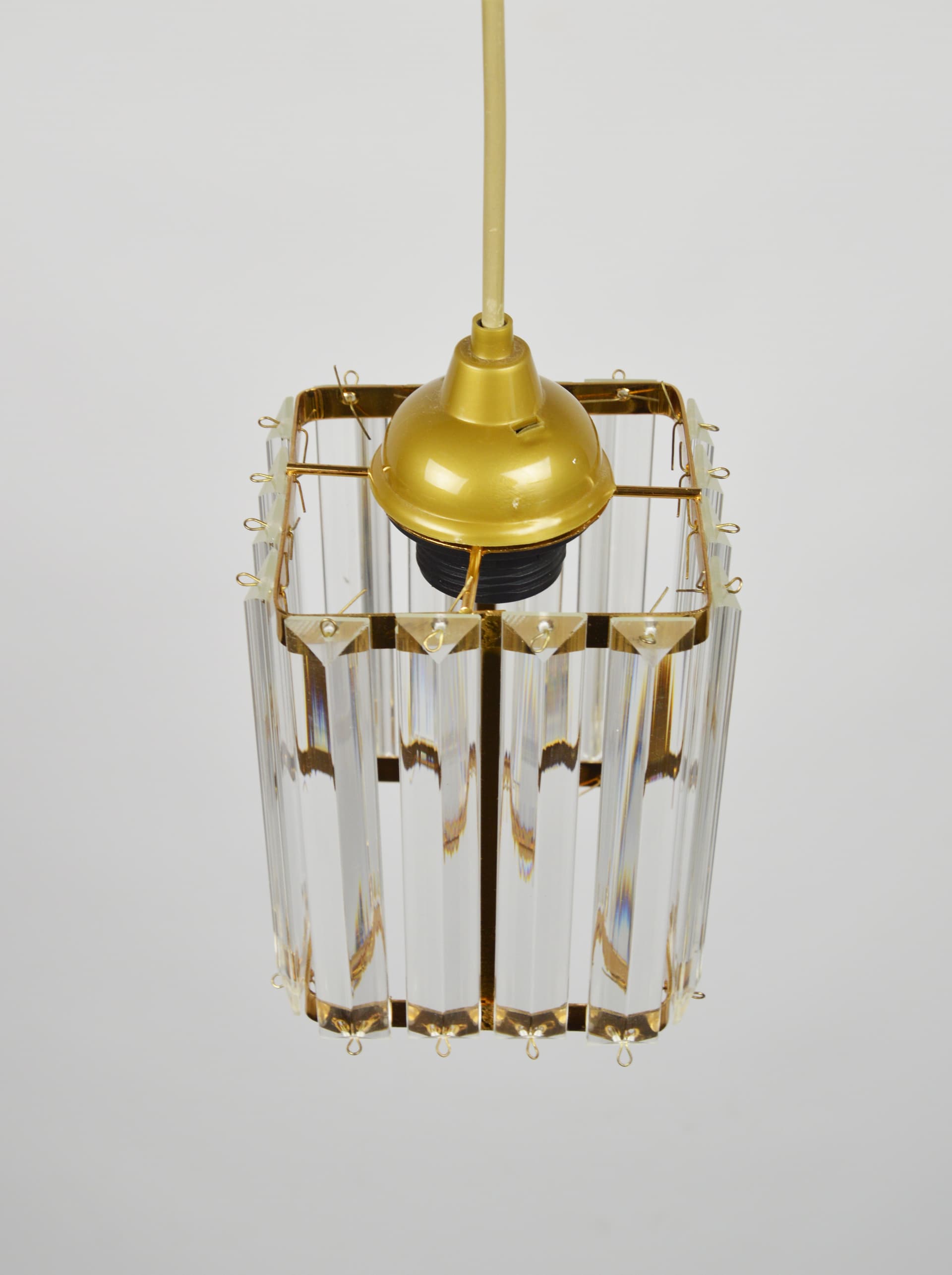 Pendant Lamp, clear glass, gold metal, Germany, 1970s. - 397476