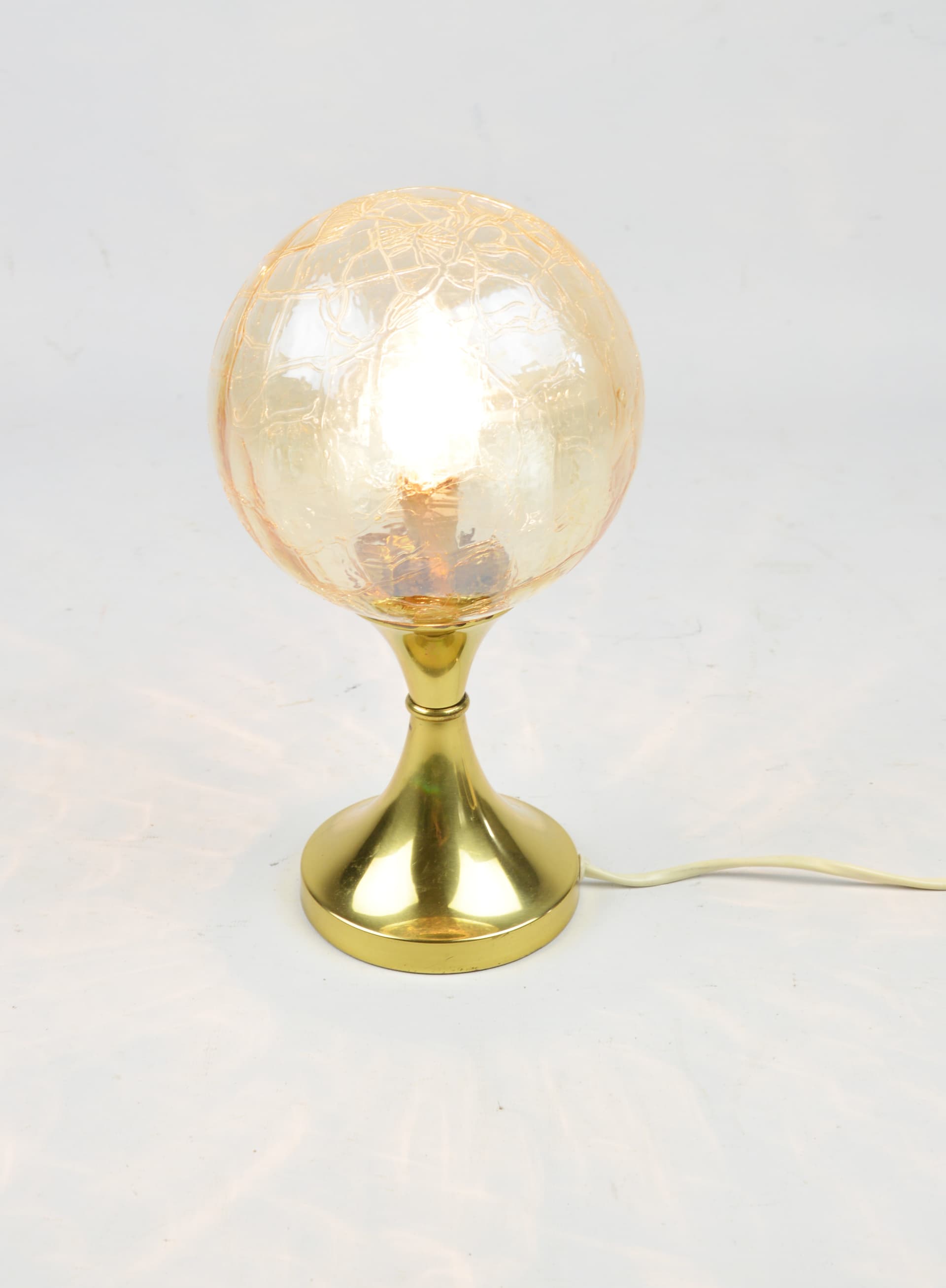 Table Lamp Space Age, transparent yellow soda glass, gold metal, Germany, 1970s. - 397509