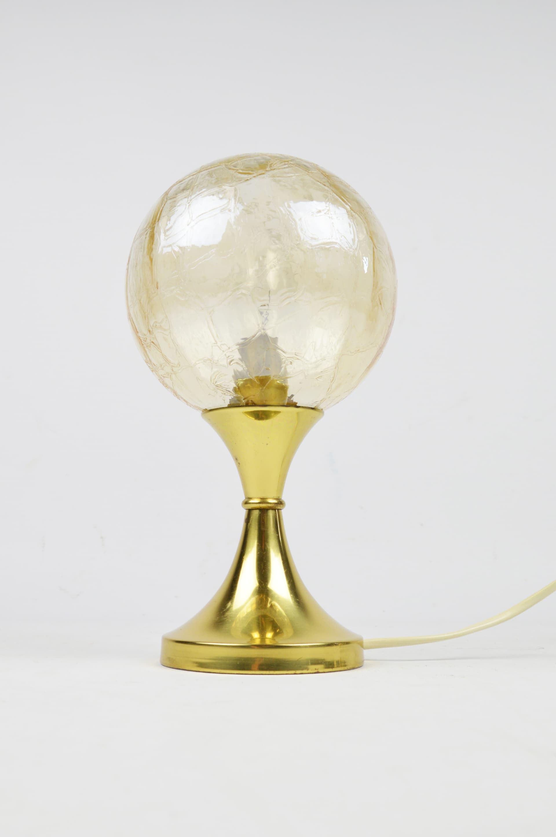 Table Lamp Space Age, transparent yellow soda glass, gold metal, Germany, 1970s. - 397511