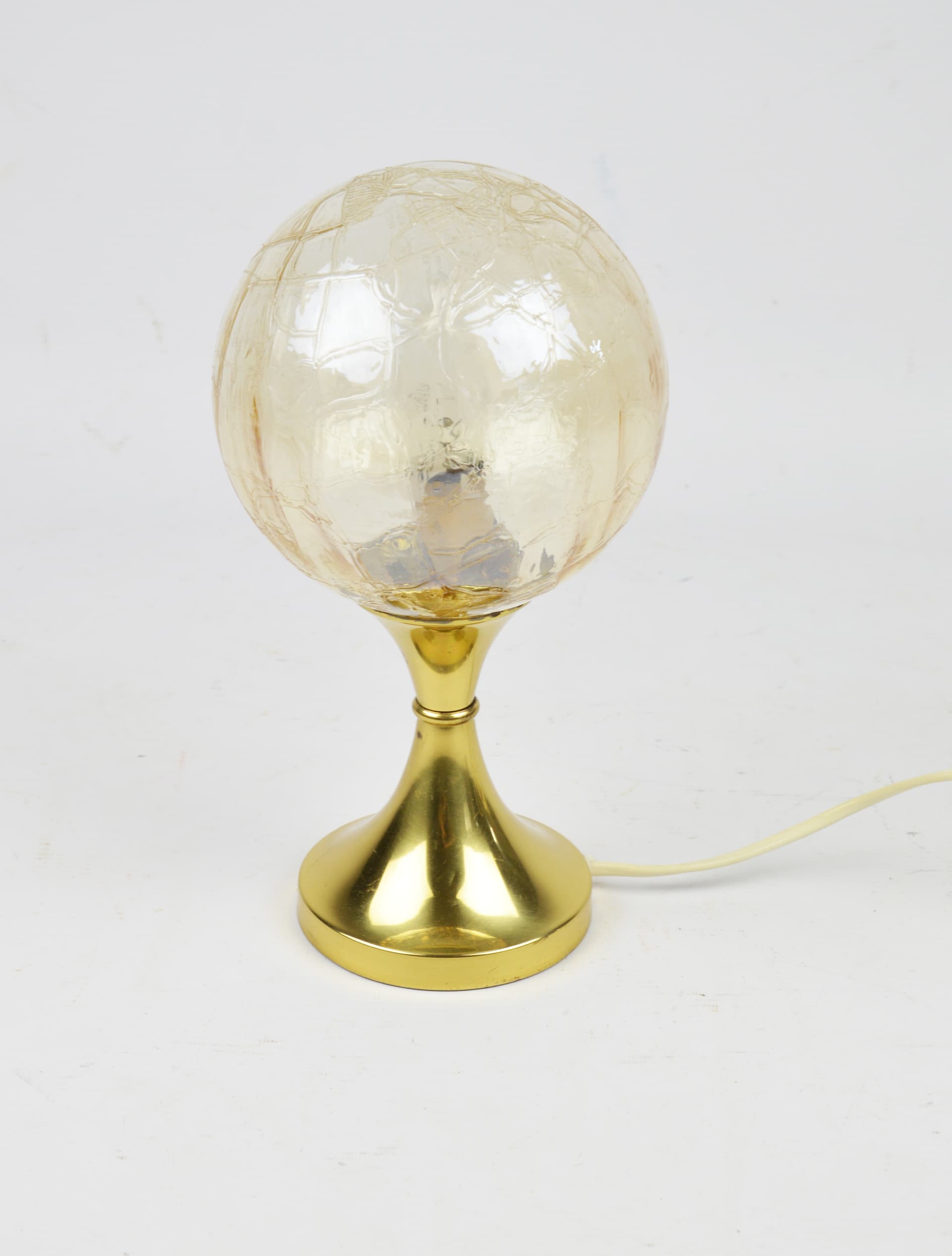 Table Lamp Space Age, transparent yellow soda glass, gold metal, Germany, 1970s. - 397513