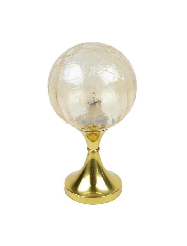 Table Lamp Space Age, transparent yellow soda glass, gold metal, Germany, 1970s. - DIMENSION