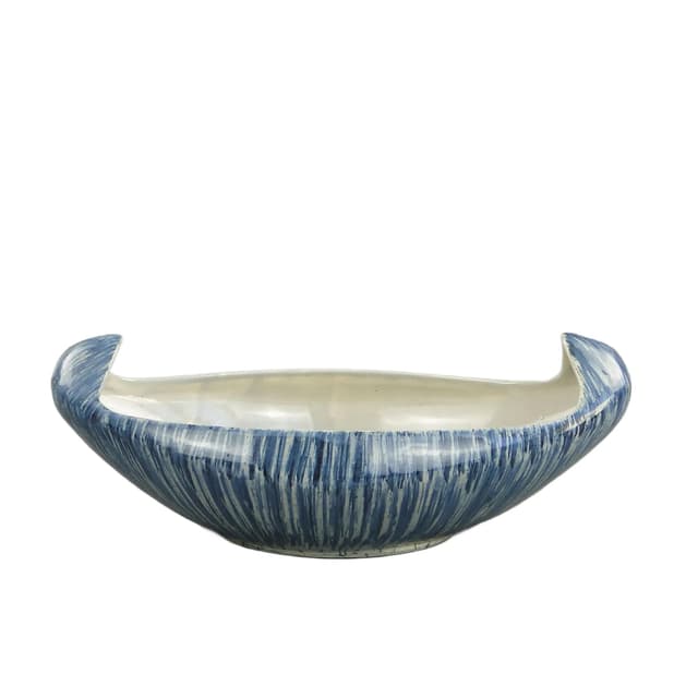 Naczynie ikebana, wzór 494, fajans biały niebieski, proj. W. Płażewski, Polska, lata 60. - WYMIARY