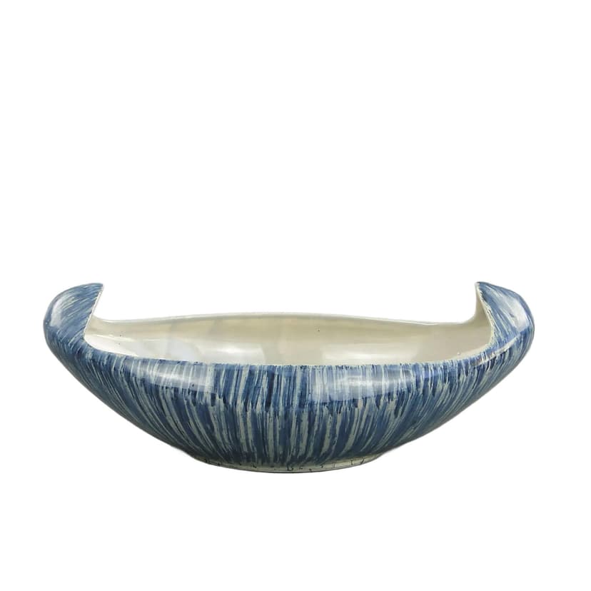 Naczynie ikebana, wzór 494, fajans biały niebieski, proj. W. Płażewski, Polska, lata 60.