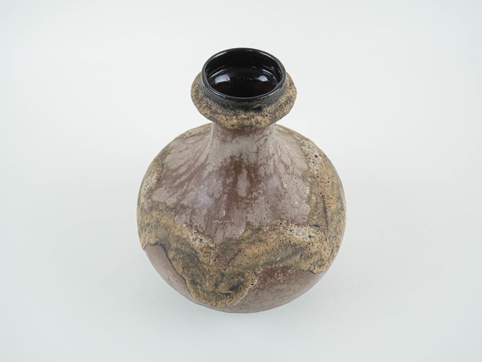 Vase West Germany, brown yellow green black ceramics, Germany, 1970s. - 397639