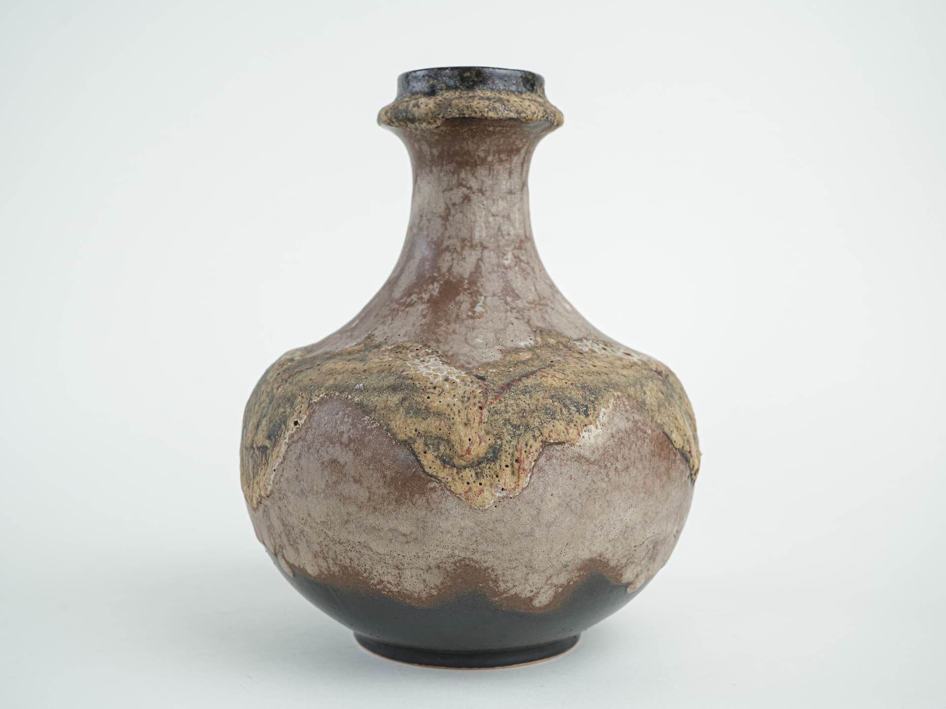 Vase West Germany, brown yellow green black ceramics, Germany, 1970s. - 397640
