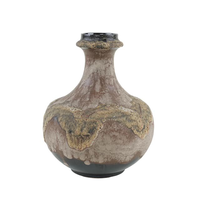 Vase West Germany, brown yellow green black ceramics, Germany, 1970s. - DIMENSION