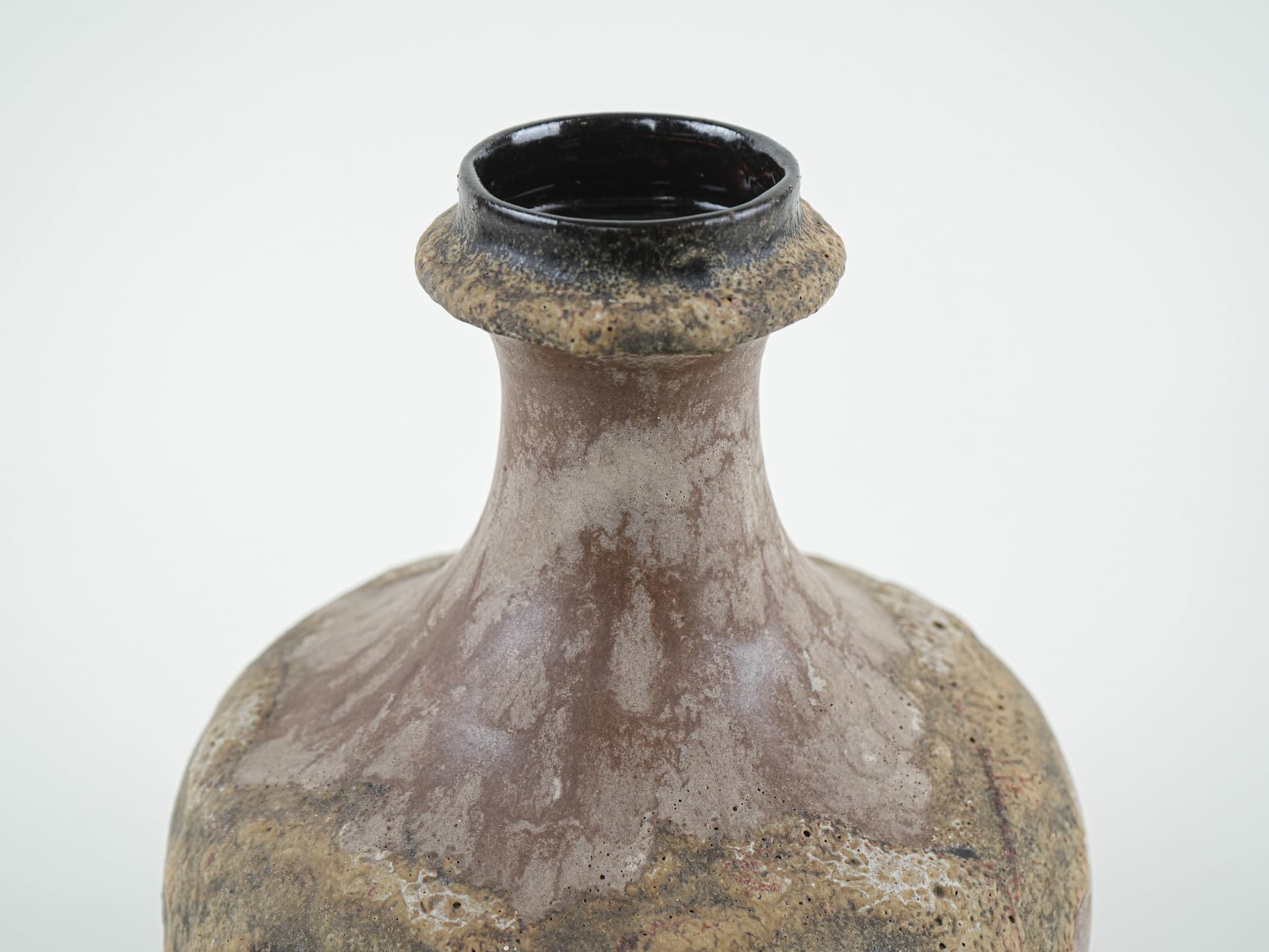 Vase West Germany, brown yellow green black ceramics, Germany, 1970s. - 397641