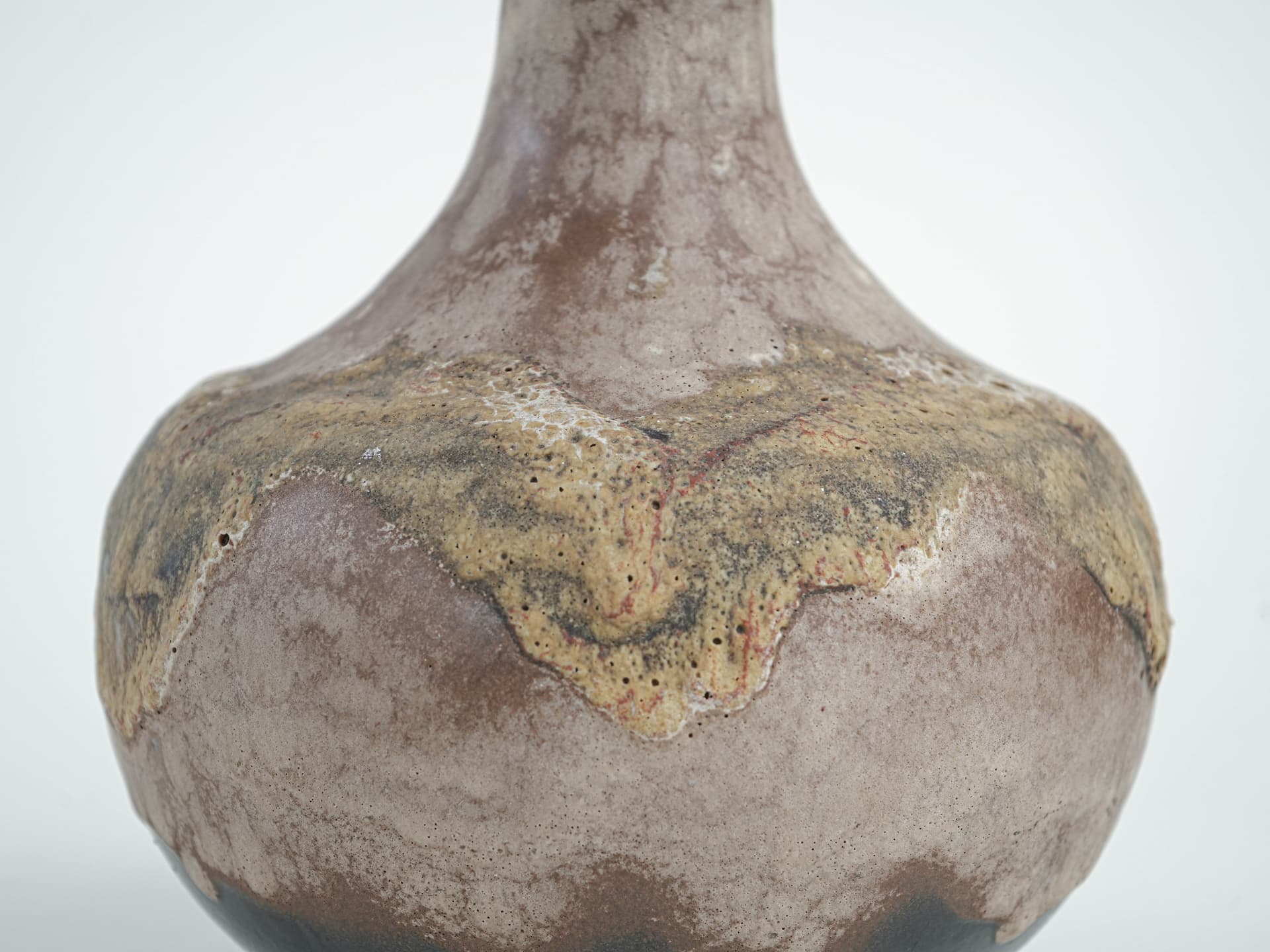 Vase West Germany, brown yellow green black ceramics, Germany, 1970s. - 397645