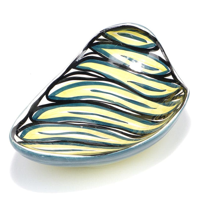Fruit basket, blue yellow, faience, by W. Płażewski, Poland, 1950s - 397650