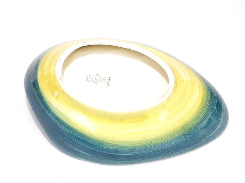 Fruit basket, blue yellow, faience, by W. Płażewski, Poland, 1950s - 397647