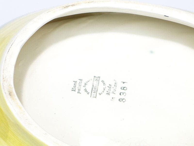 Fruit basket, blue yellow, faience, by W. Płażewski, Poland, 1950s - 397653