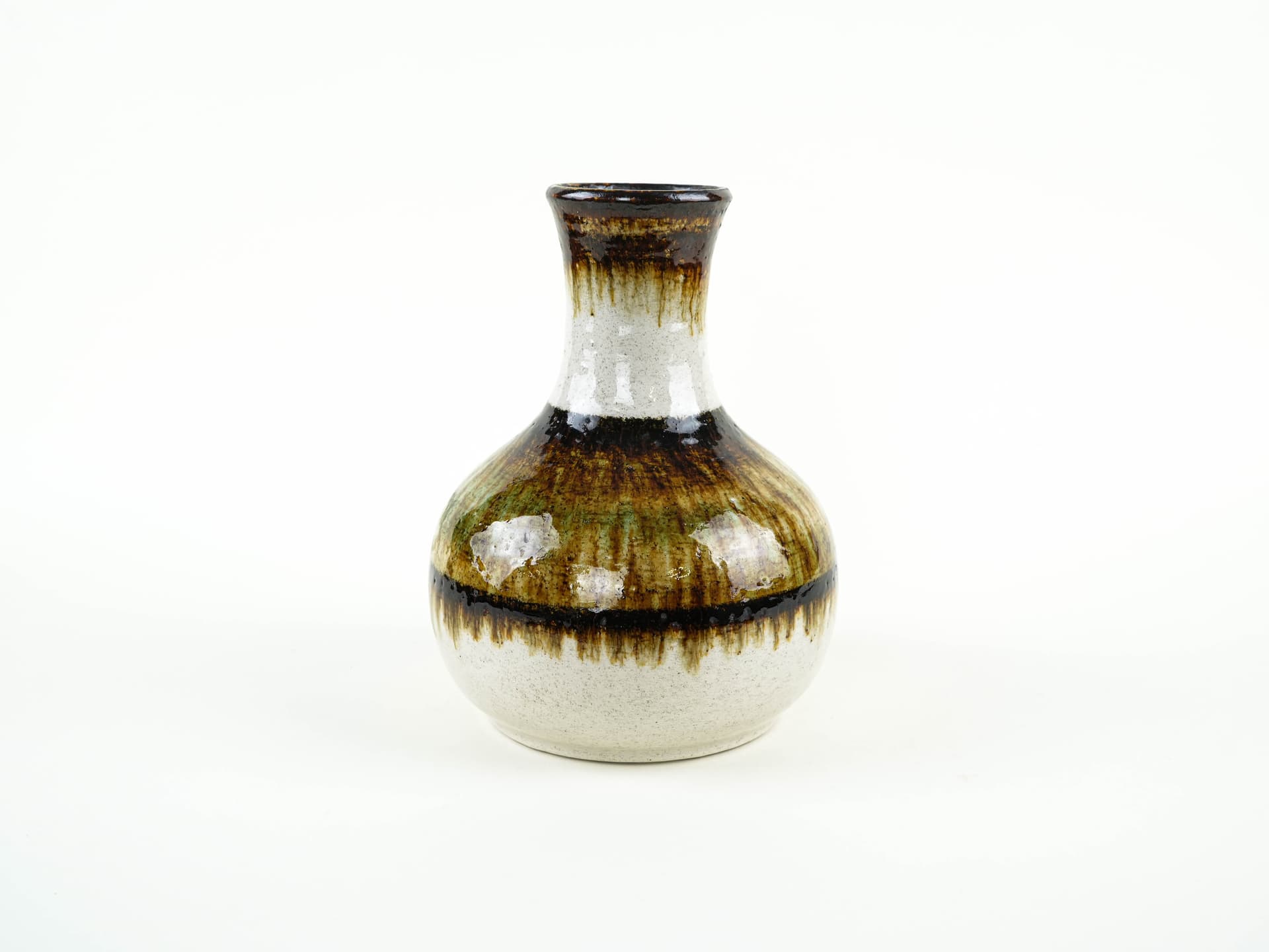 Vase, ceramic white beige brown green yellow, Germany, 1970s. - 397656
