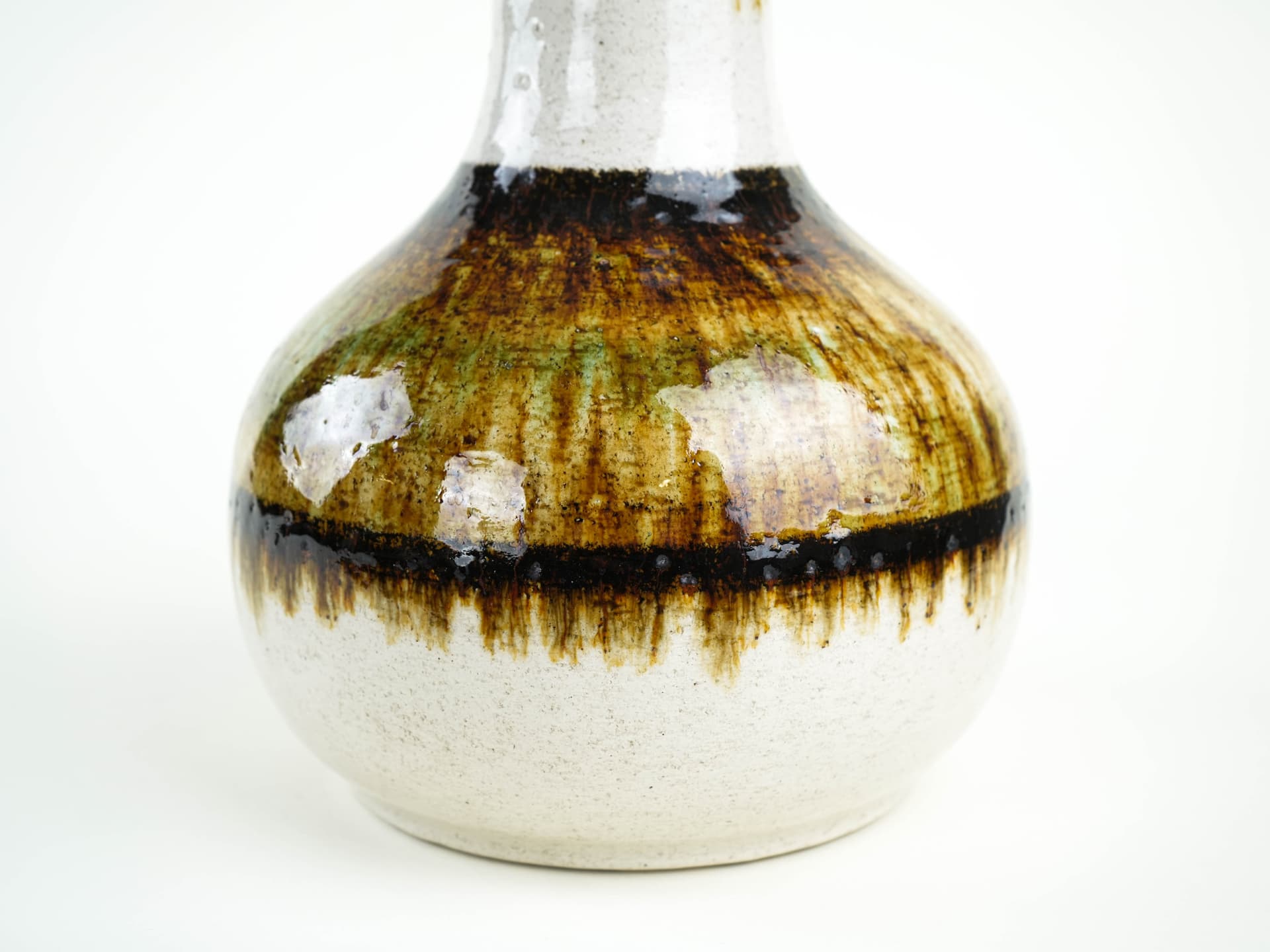 Vase, ceramic white beige brown green yellow, Germany, 1970s. - 397660