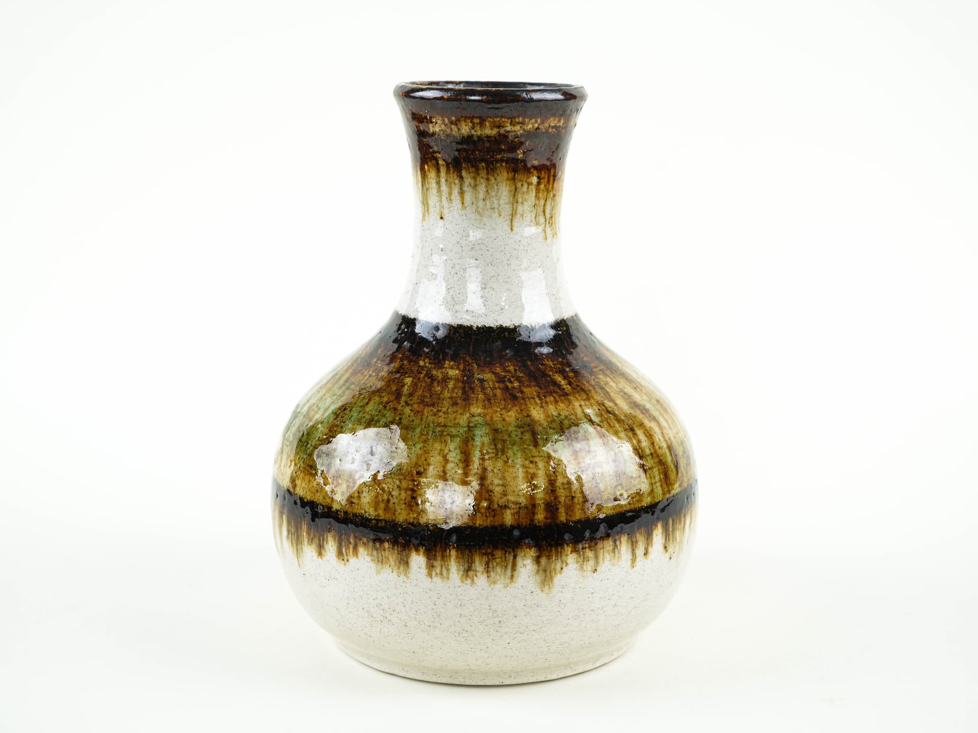 Vase, ceramic white beige brown green yellow, Germany, 1970s. - 397662