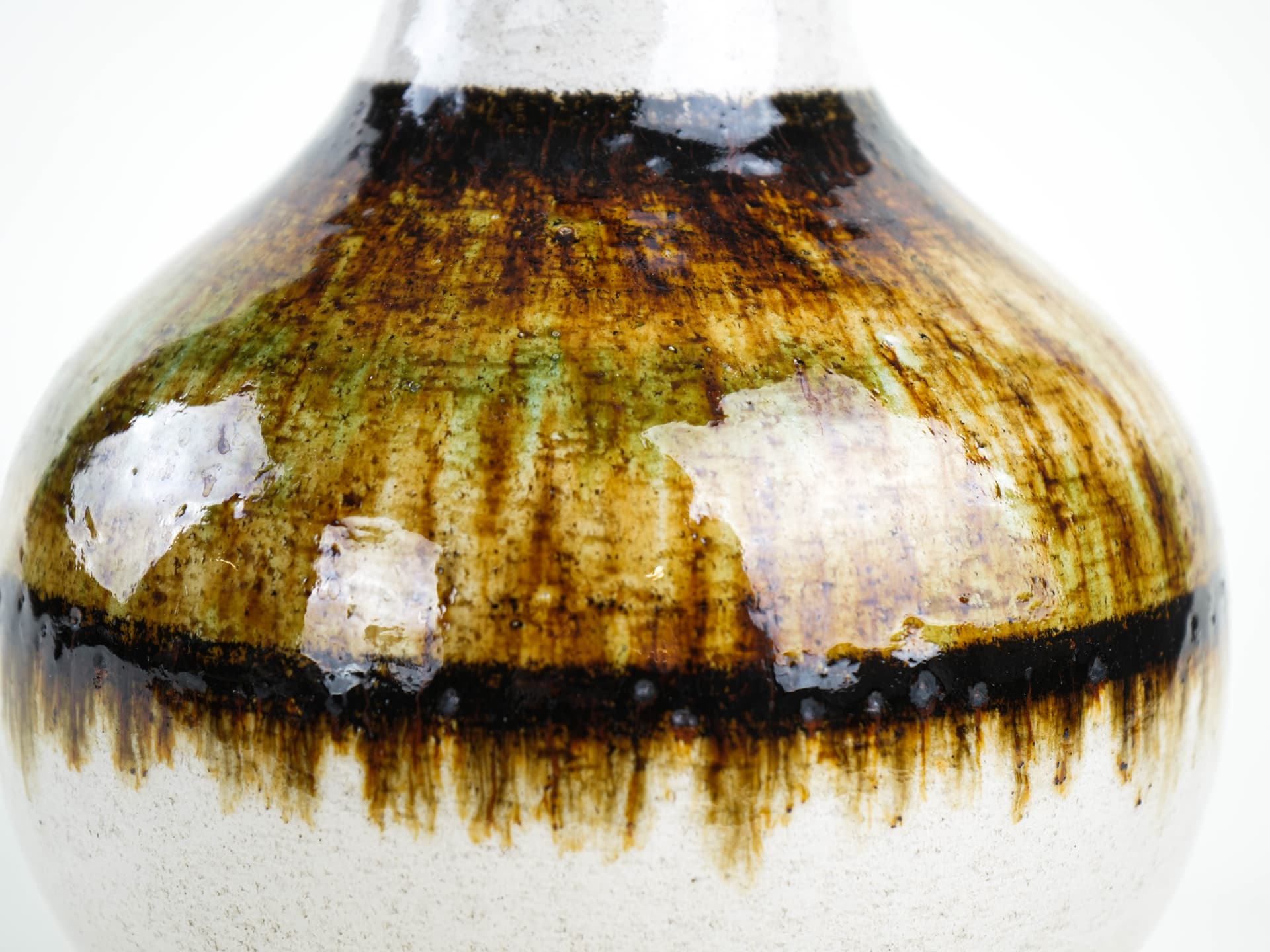 Vase, ceramic white beige brown green yellow, Germany, 1970s. - 397664