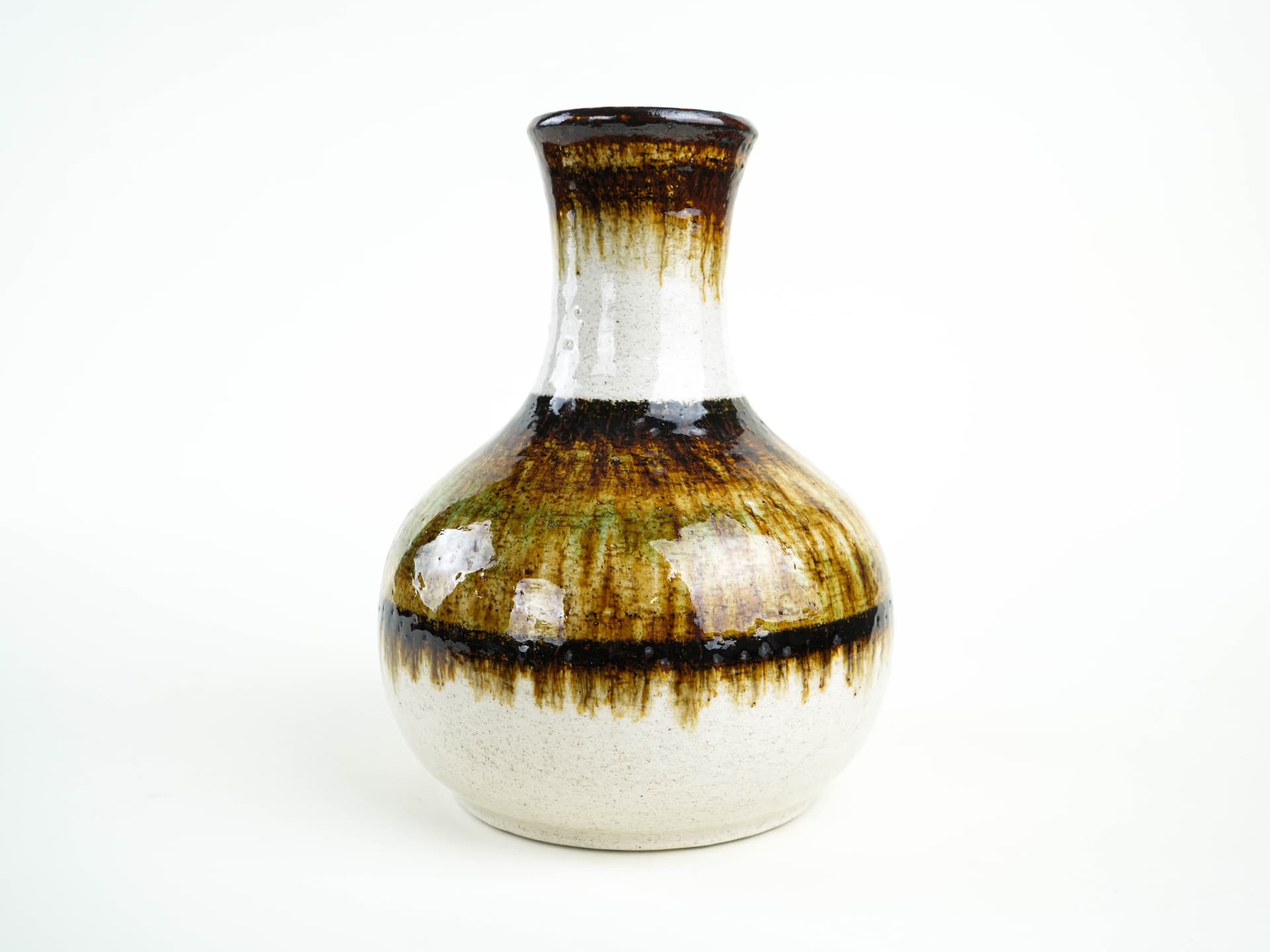 Vase, ceramic white beige brown green yellow, Germany, 1970s. - 397658