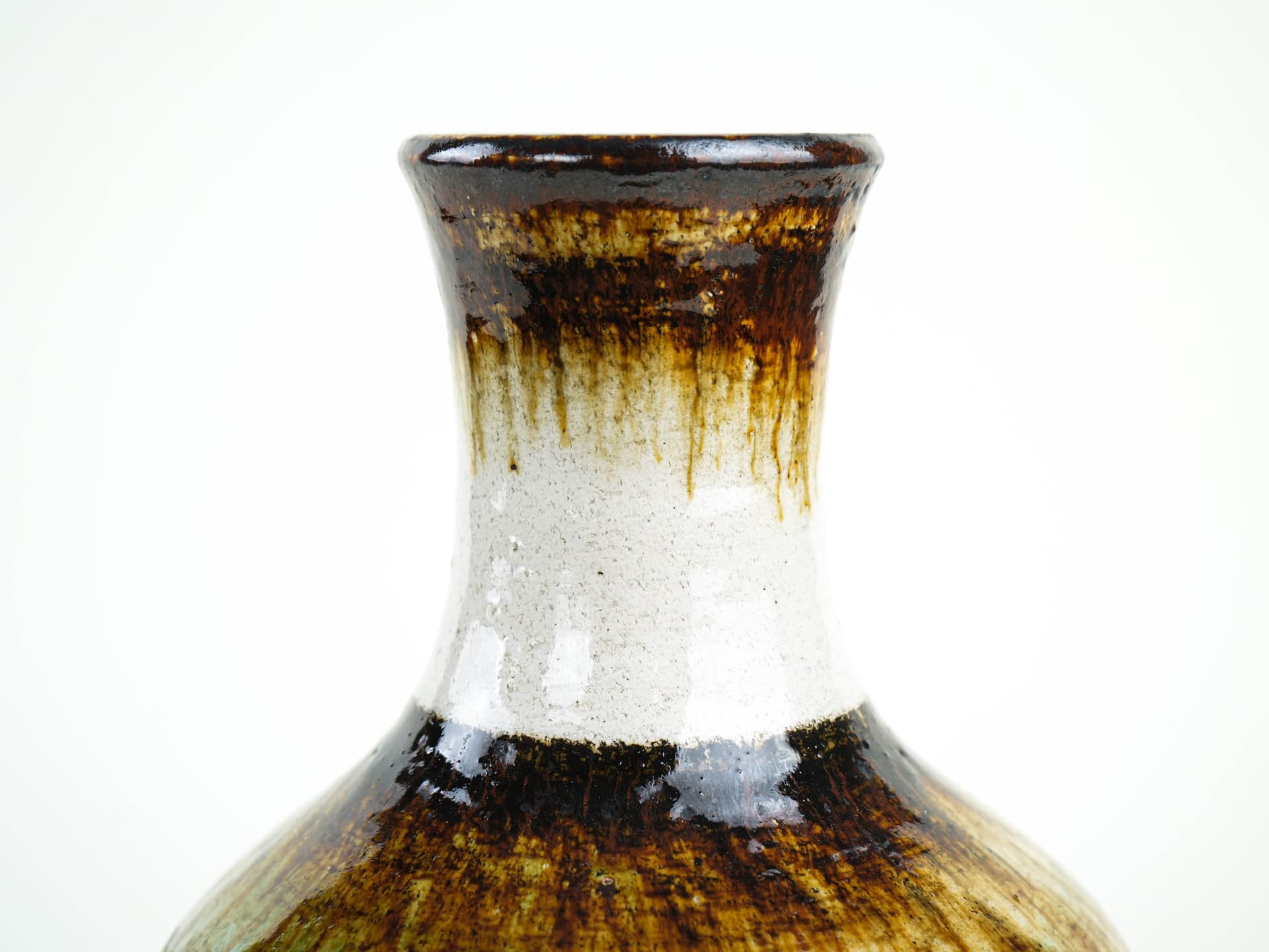 Vase, ceramic white beige brown green yellow, Germany, 1970s. - 397661