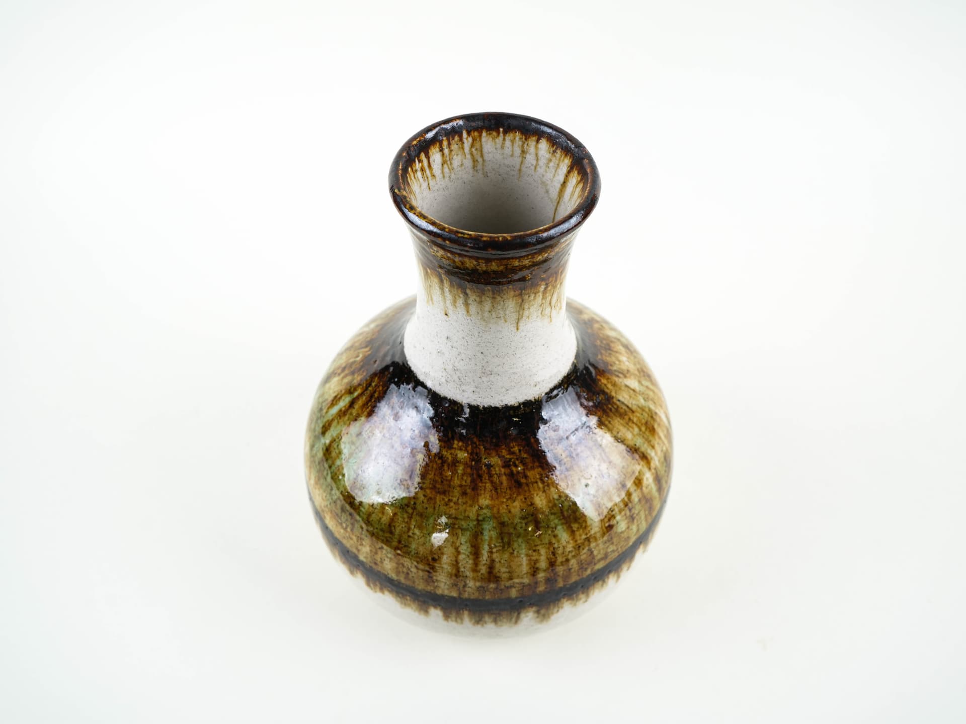 Vase, ceramic white beige brown green yellow, Germany, 1970s. - 397659