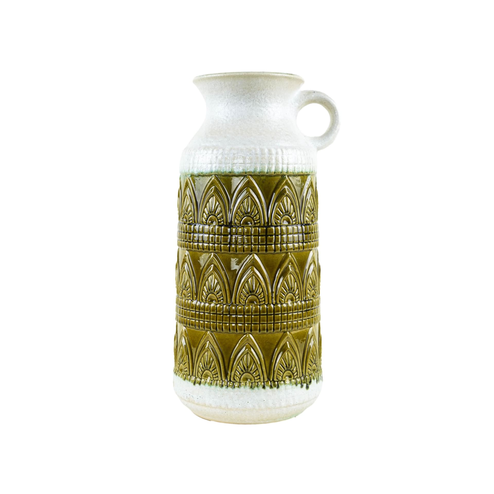 Vase West Germany, green white, ceramic, Germany, 1970s.