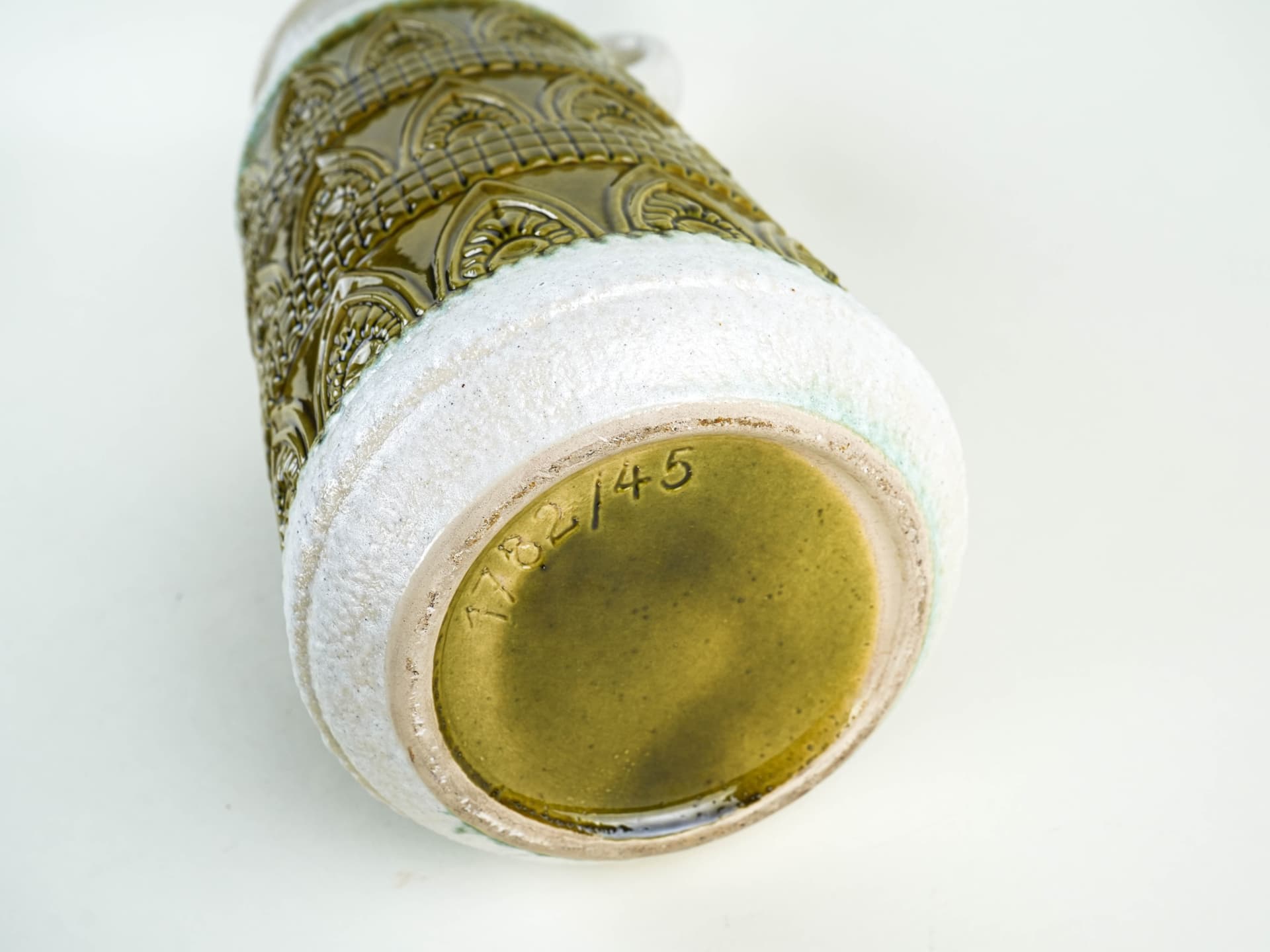 Vase West Germany, green white, ceramic, Germany, 1970s. - 397723