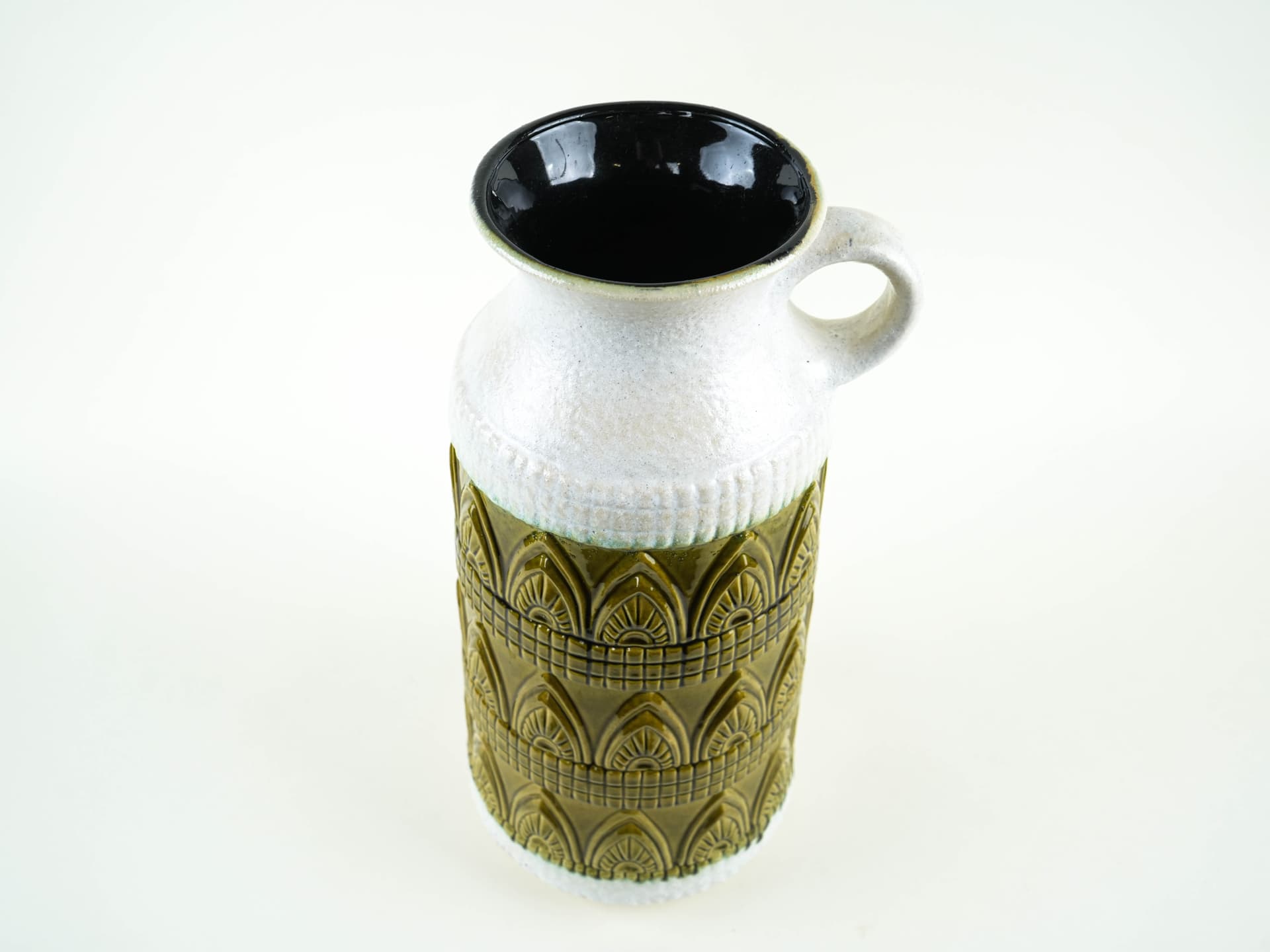 Vase West Germany, green white, ceramic, Germany, 1970s. - 397720