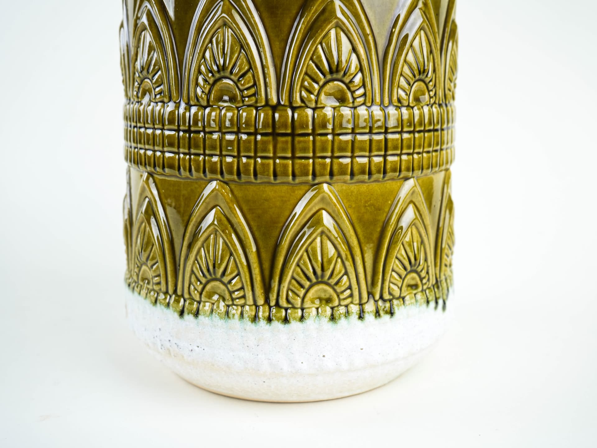 Vase West Germany, green white, ceramic, Germany, 1970s. - 397726