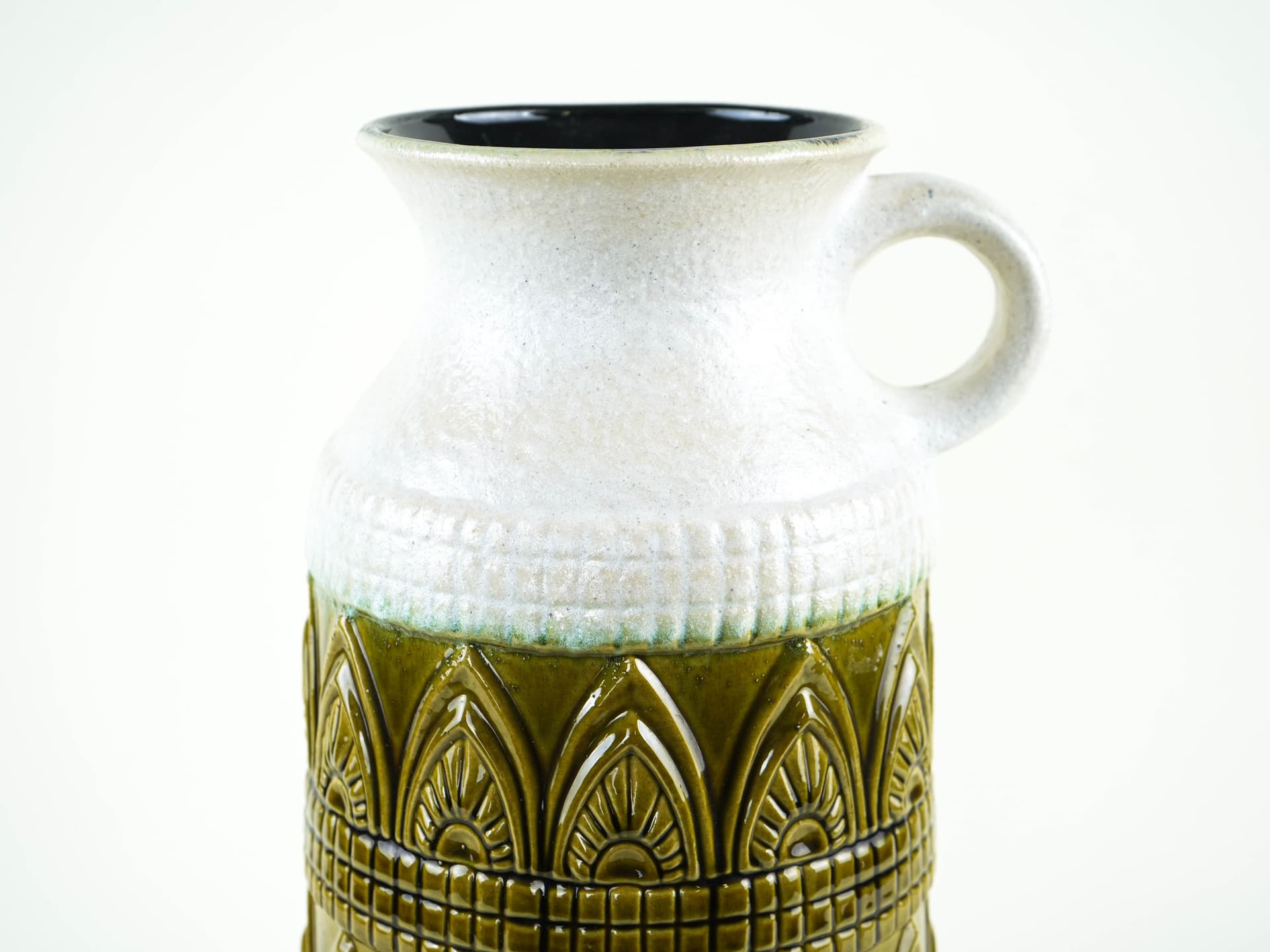Vase West Germany, green white, ceramic, Germany, 1970s. - 397724