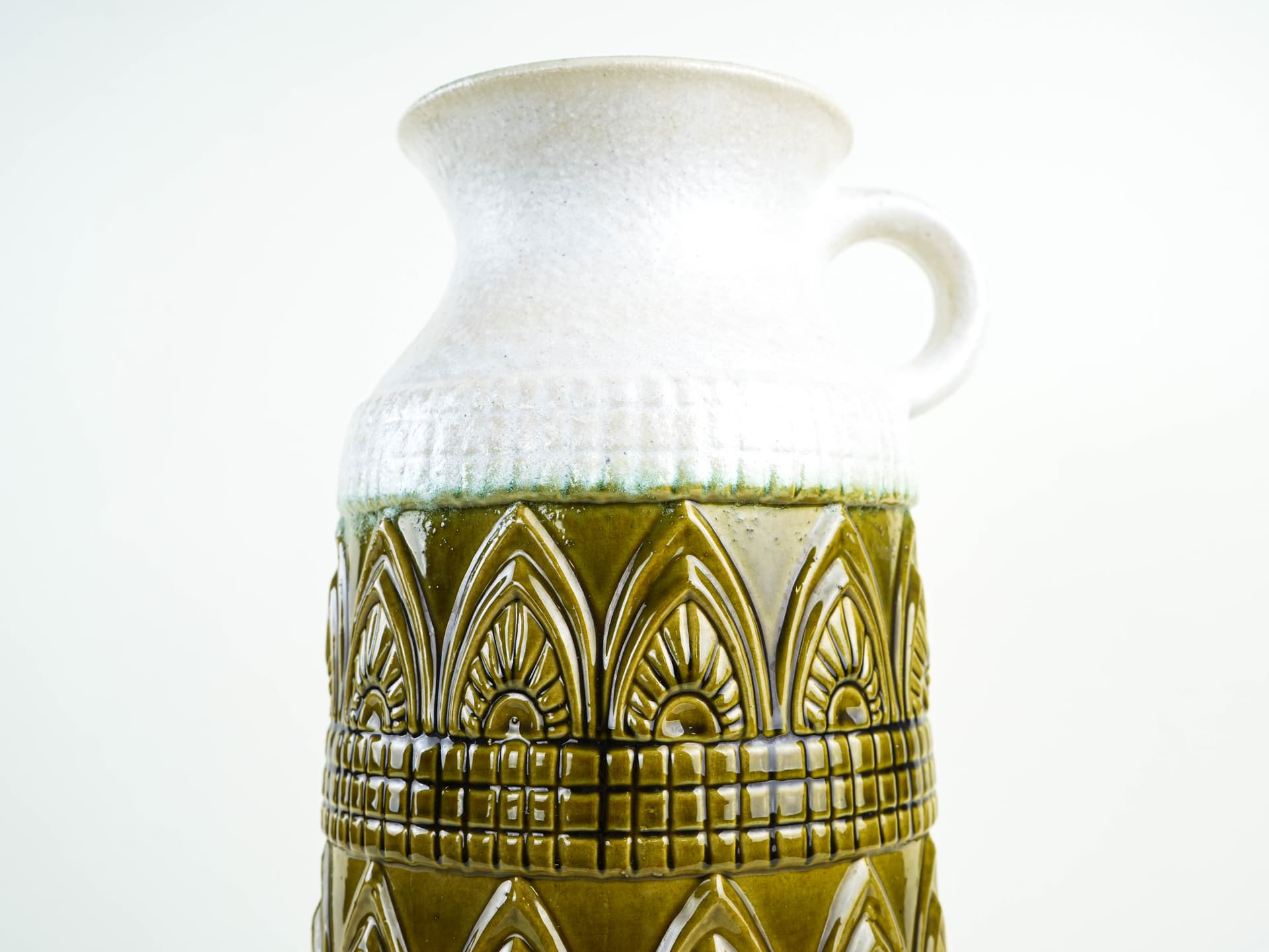 Vase West Germany, green white, ceramic, Germany, 1970s. - 397725