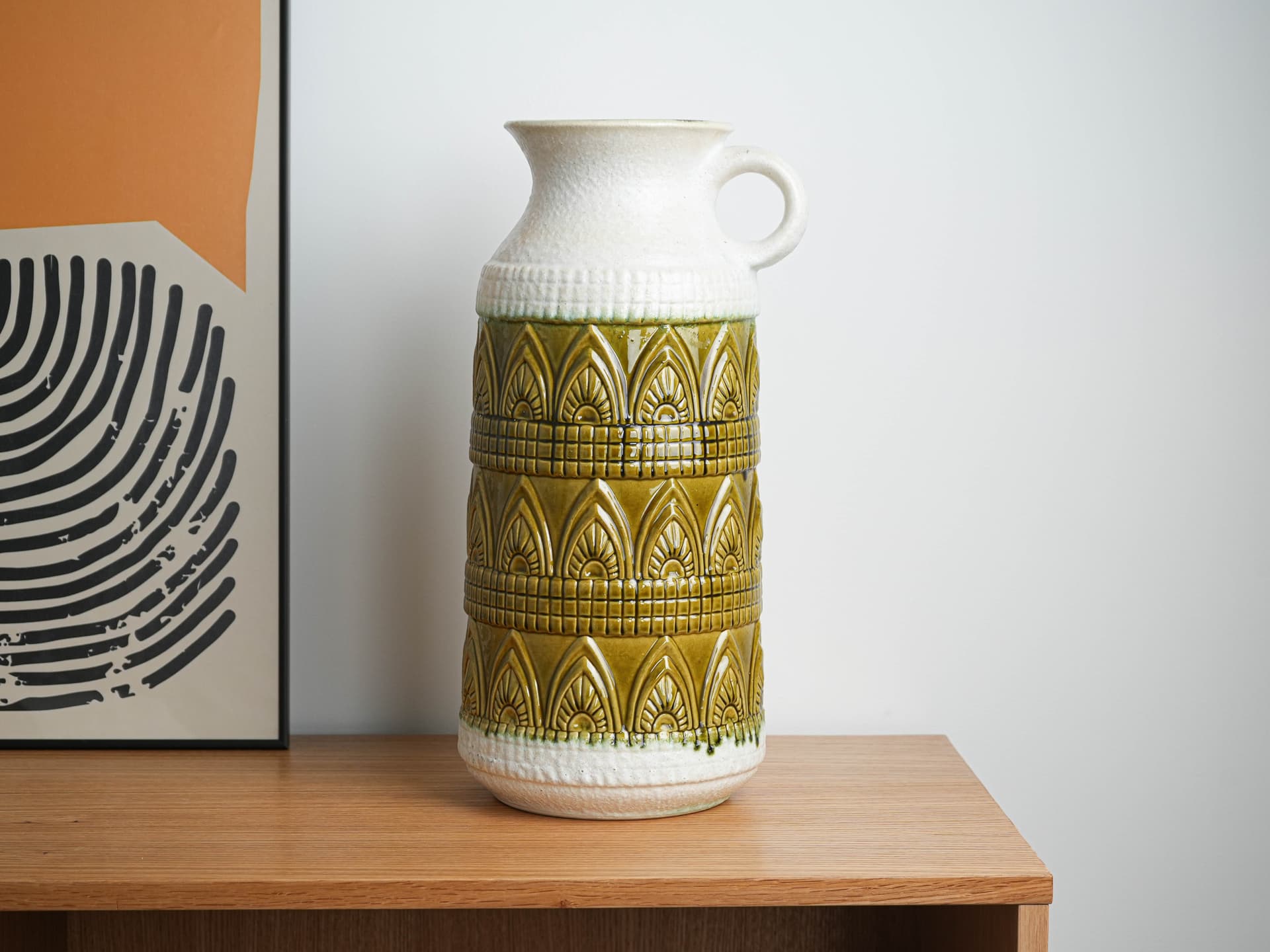 Vase West Germany, green white, ceramic, Germany, 1970s. - 397727