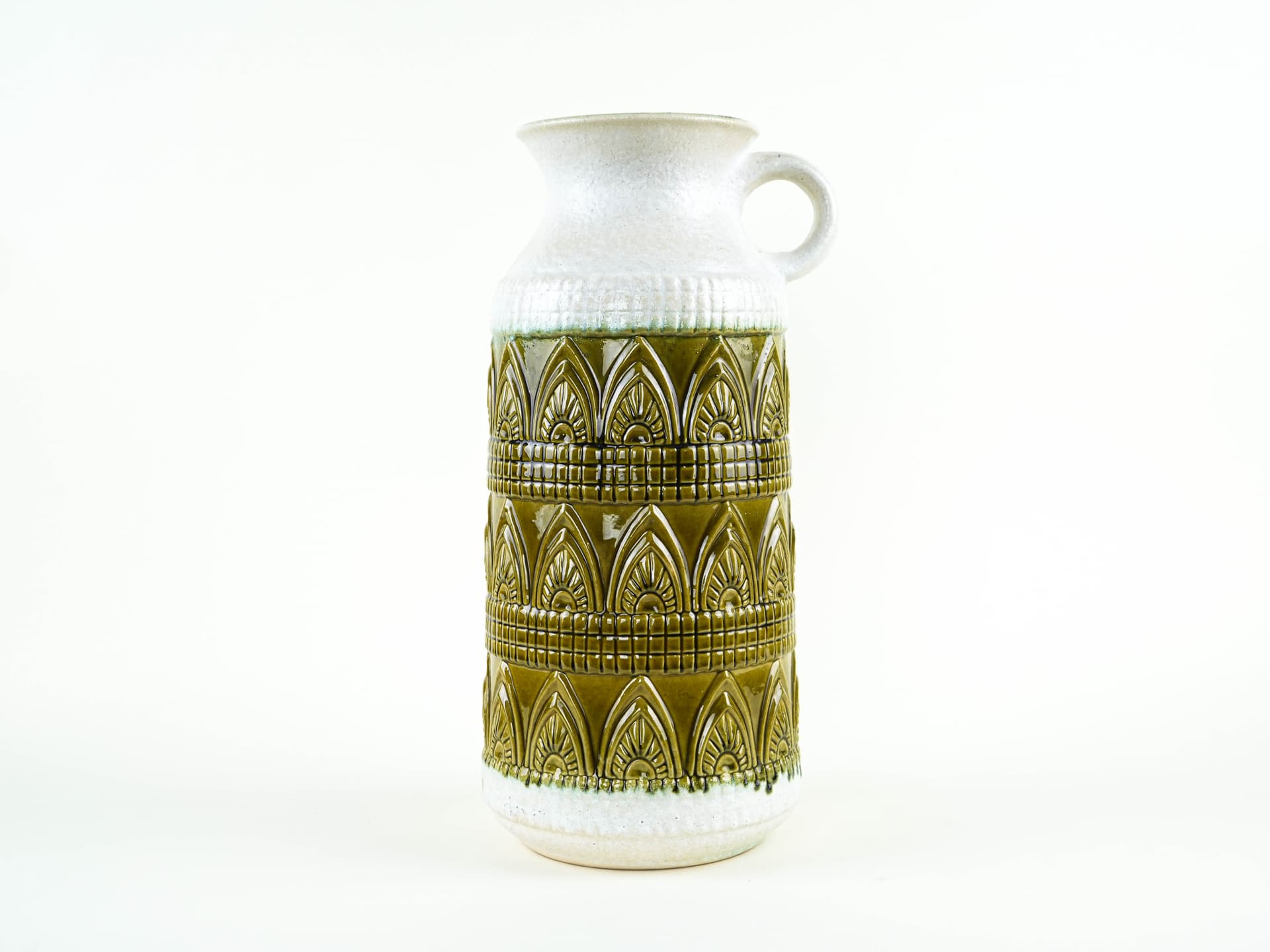 Vase West Germany, green white, ceramic, Germany, 1970s. - 397721