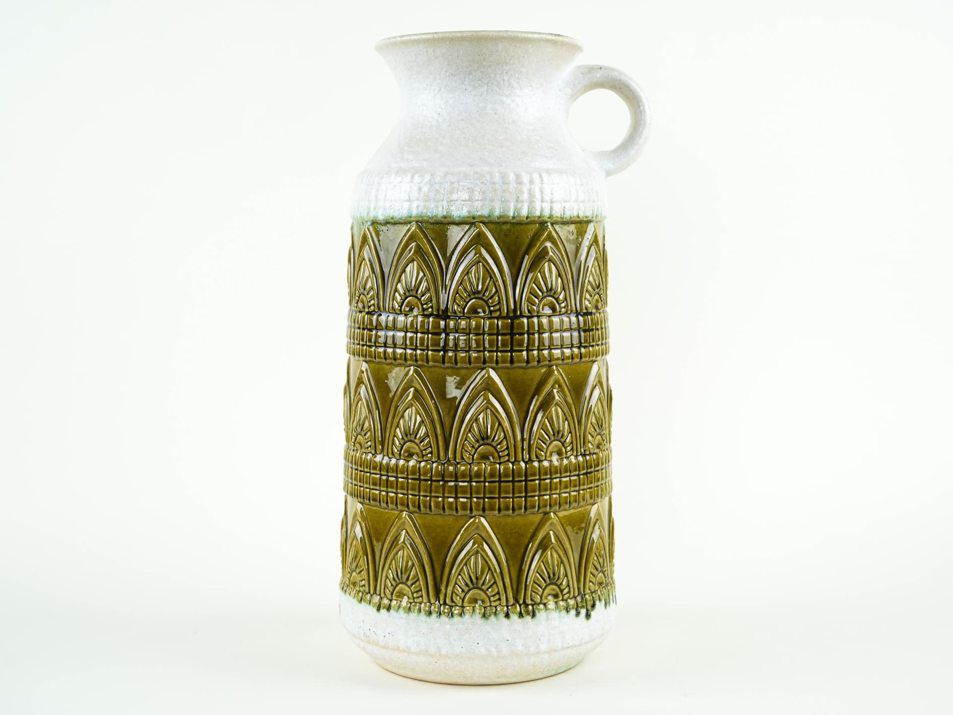 Vase West Germany, green white, ceramic, Germany, 1970s. - 397722
