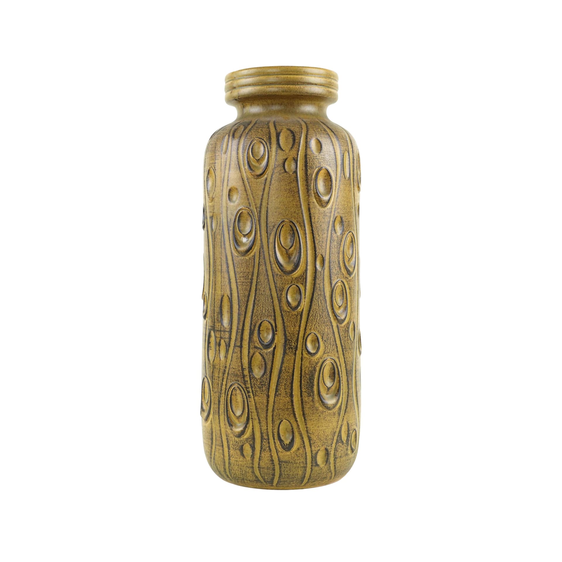 Vase West Germany, brown gold yellow, ceramic, Germany, 1970s.