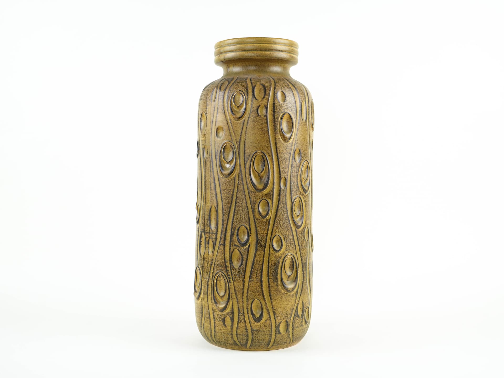 Vase West Germany, brown gold yellow, ceramic, Germany, 1970s. - 397741