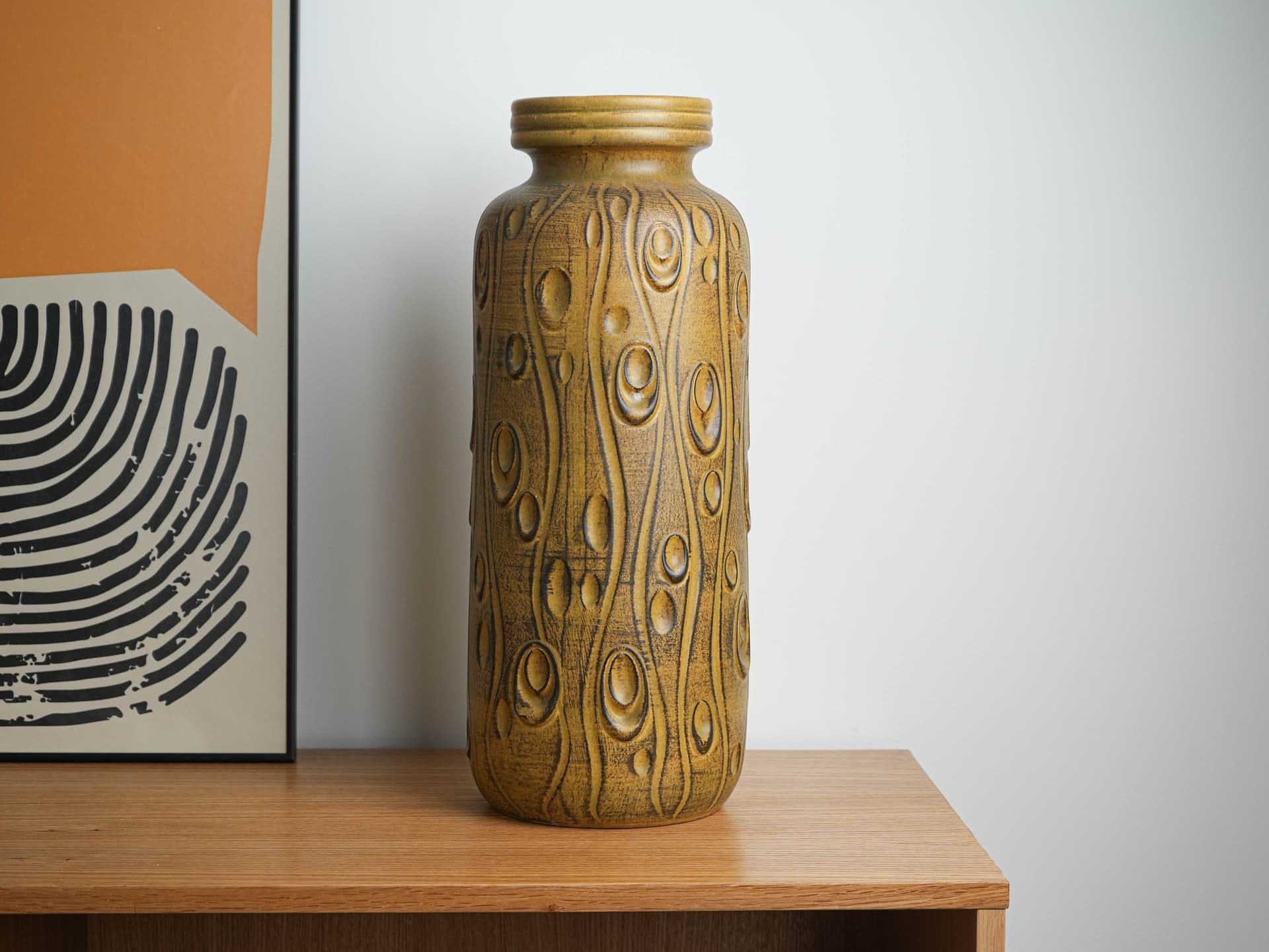 Vase West Germany, brown gold yellow, ceramic, Germany, 1970s. - 397749