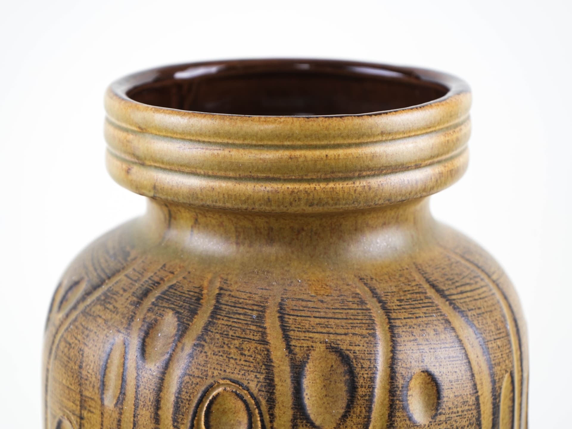 Vase West Germany, brown gold yellow, ceramic, Germany, 1970s. - 397746