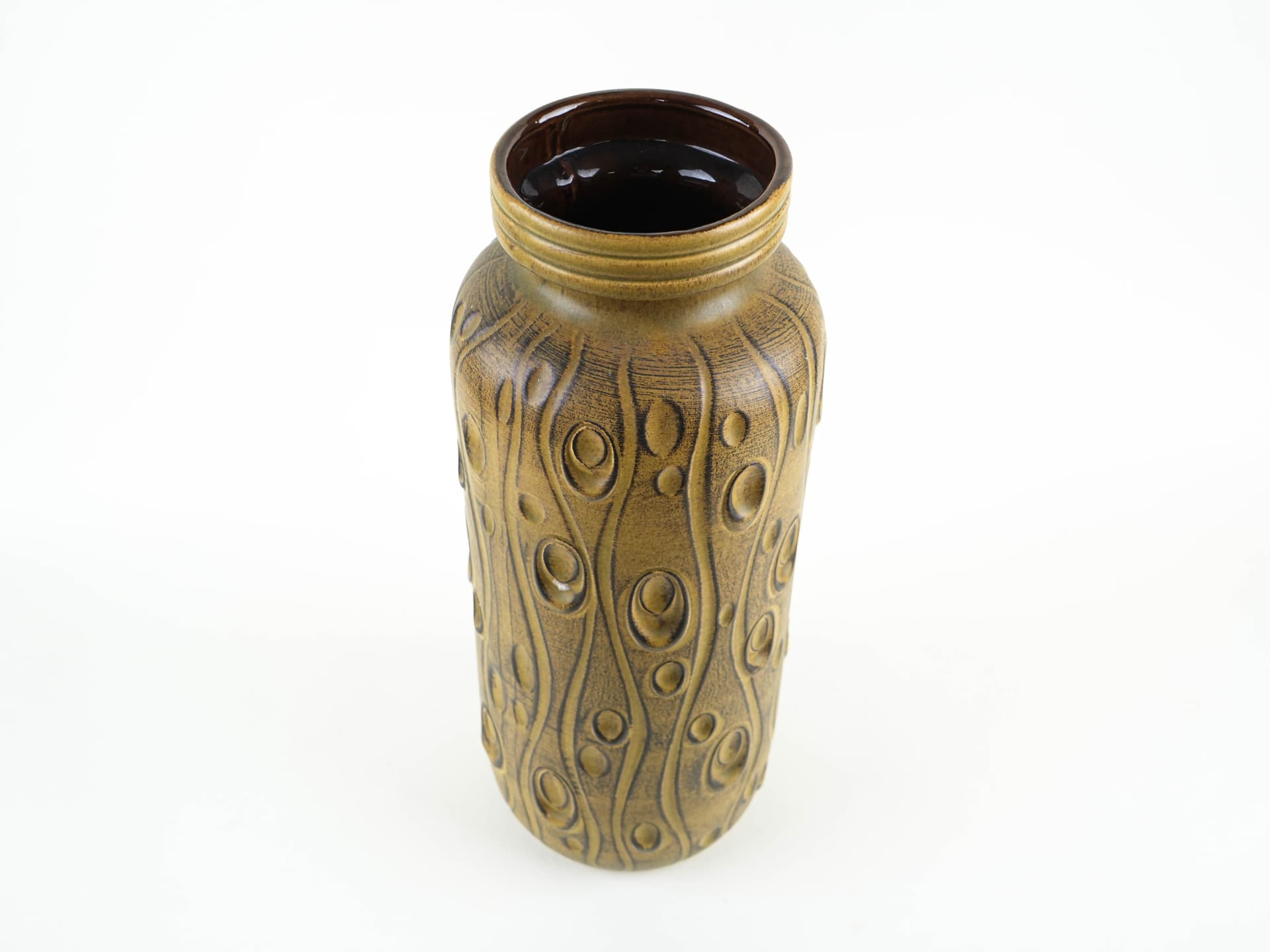 Vase West Germany, brown gold yellow, ceramic, Germany, 1970s. - 397743