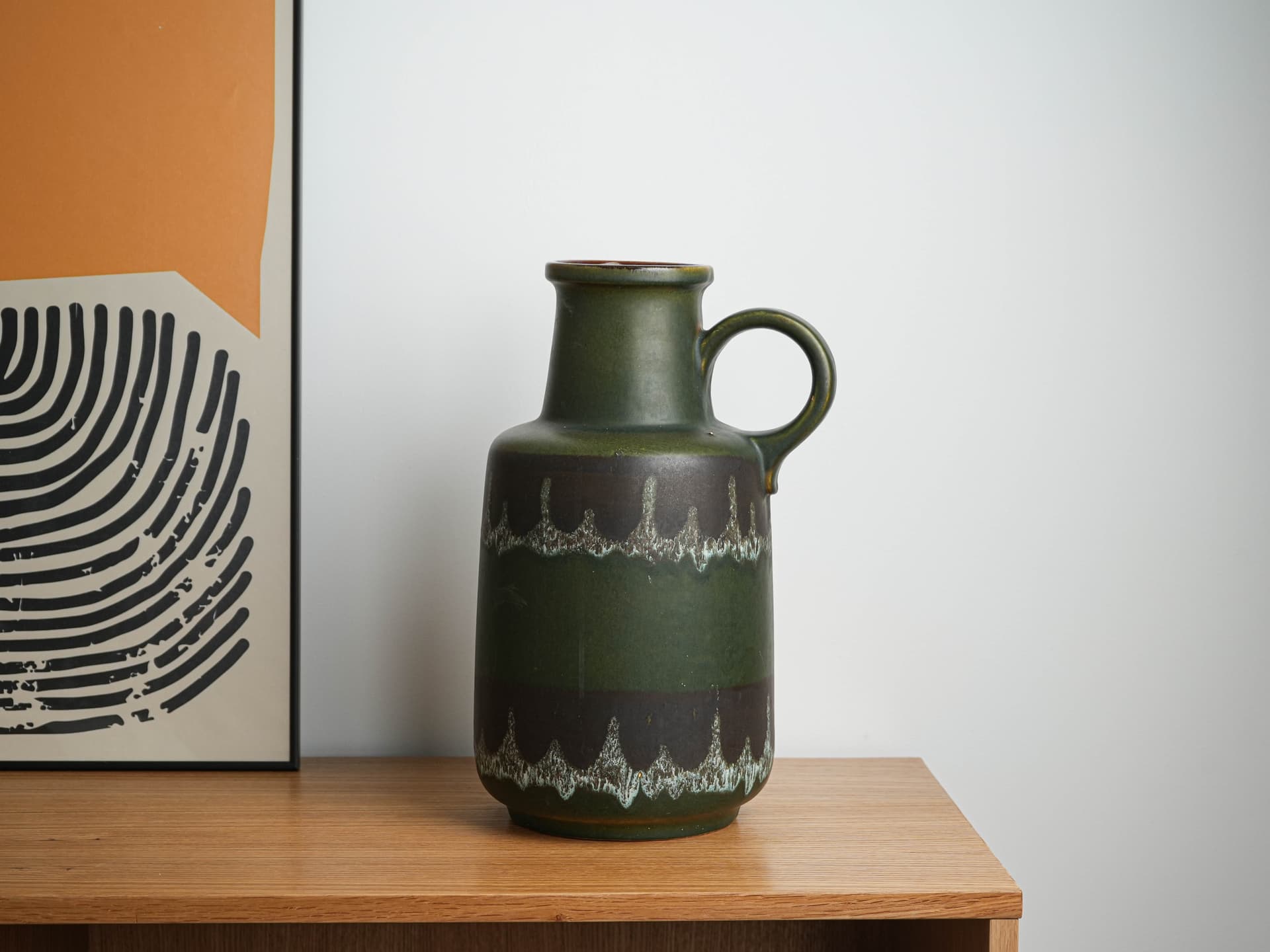 Vase Fat Lava, green, ceramic, Germany, 1970s. - 397791