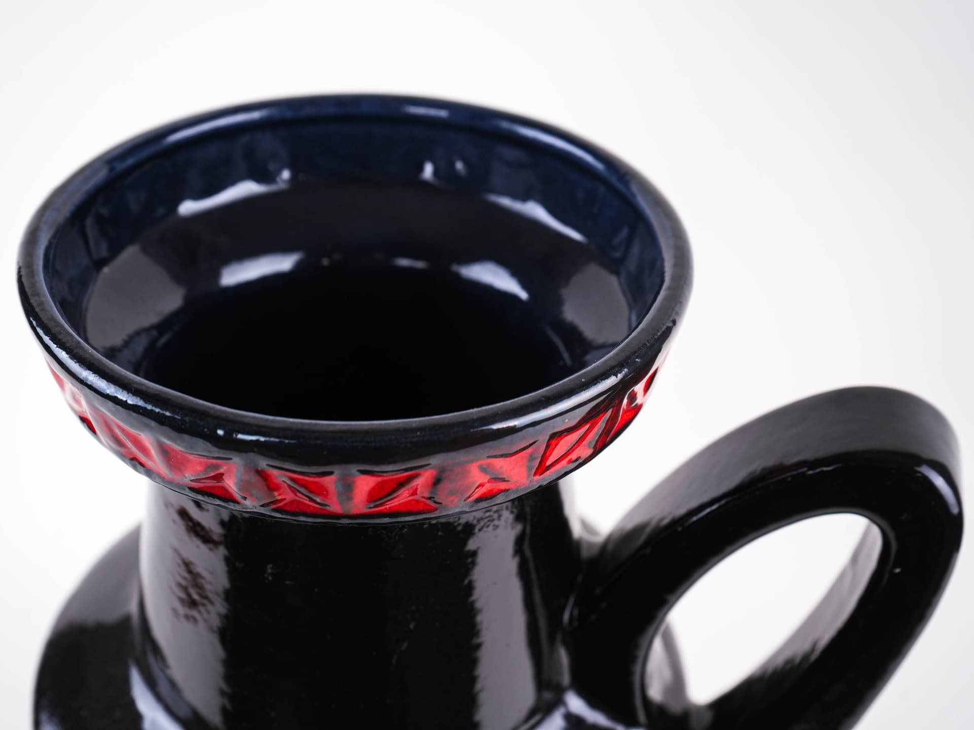 Vase West Germany, black red, ceramic, Germany, 1970s. - 397819